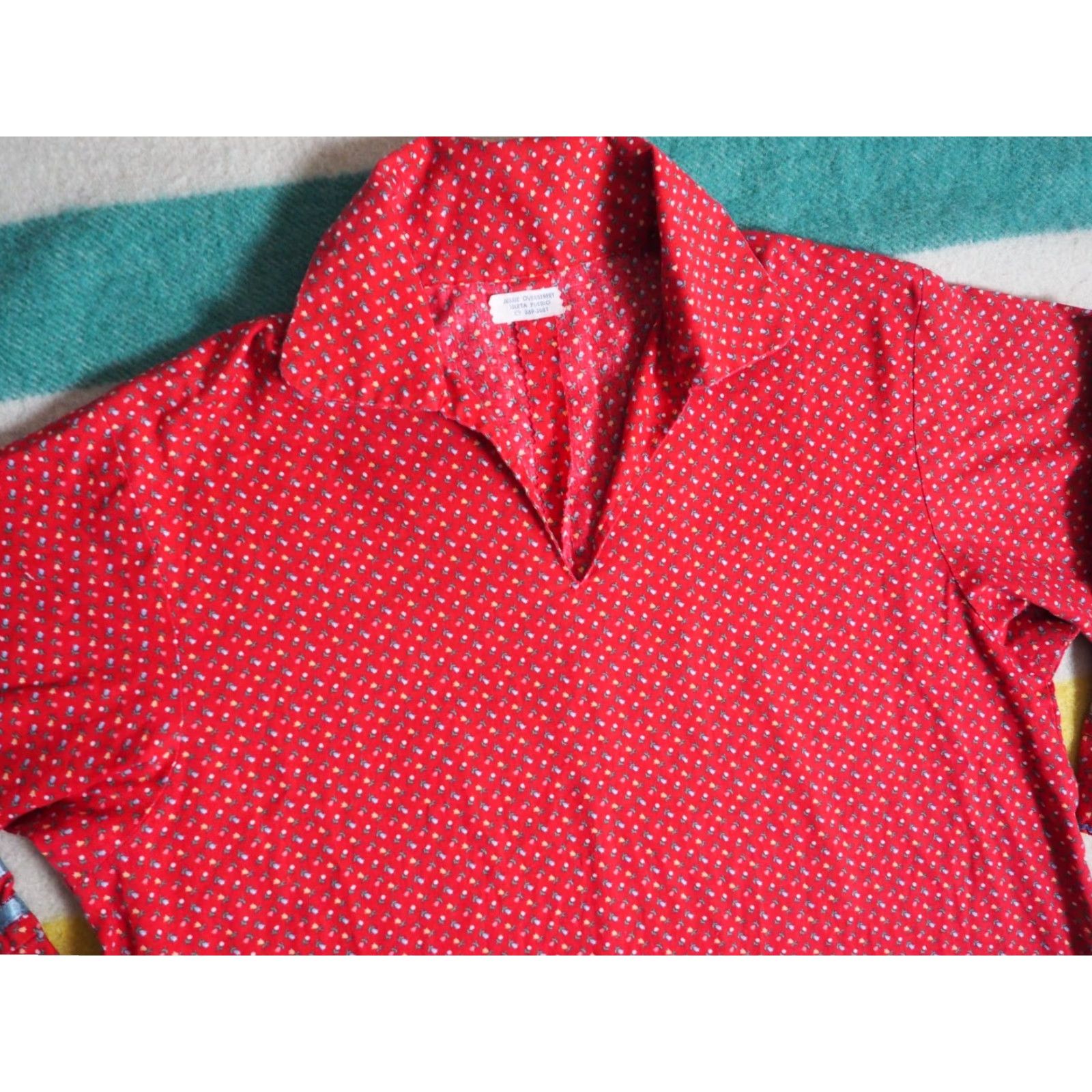Bell VTG 70s Floral Rustic Red Western Bell Sleeve Boho Hippy Pullover Shirt L Mens Womens? Not specified Size L / US 10 / IT 46 - 3 Thumbnail