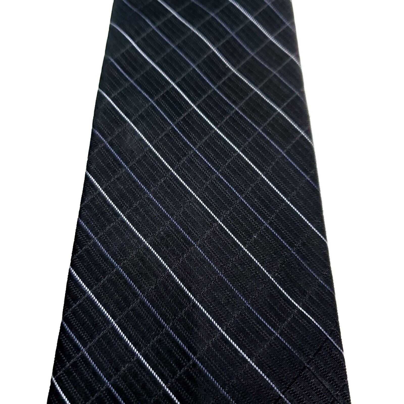 Calvin Klein Calvin Klein Silk Tie Woven Black White Plaid Extra Short Sk Size ONE SIZE - 2 Thumbnail