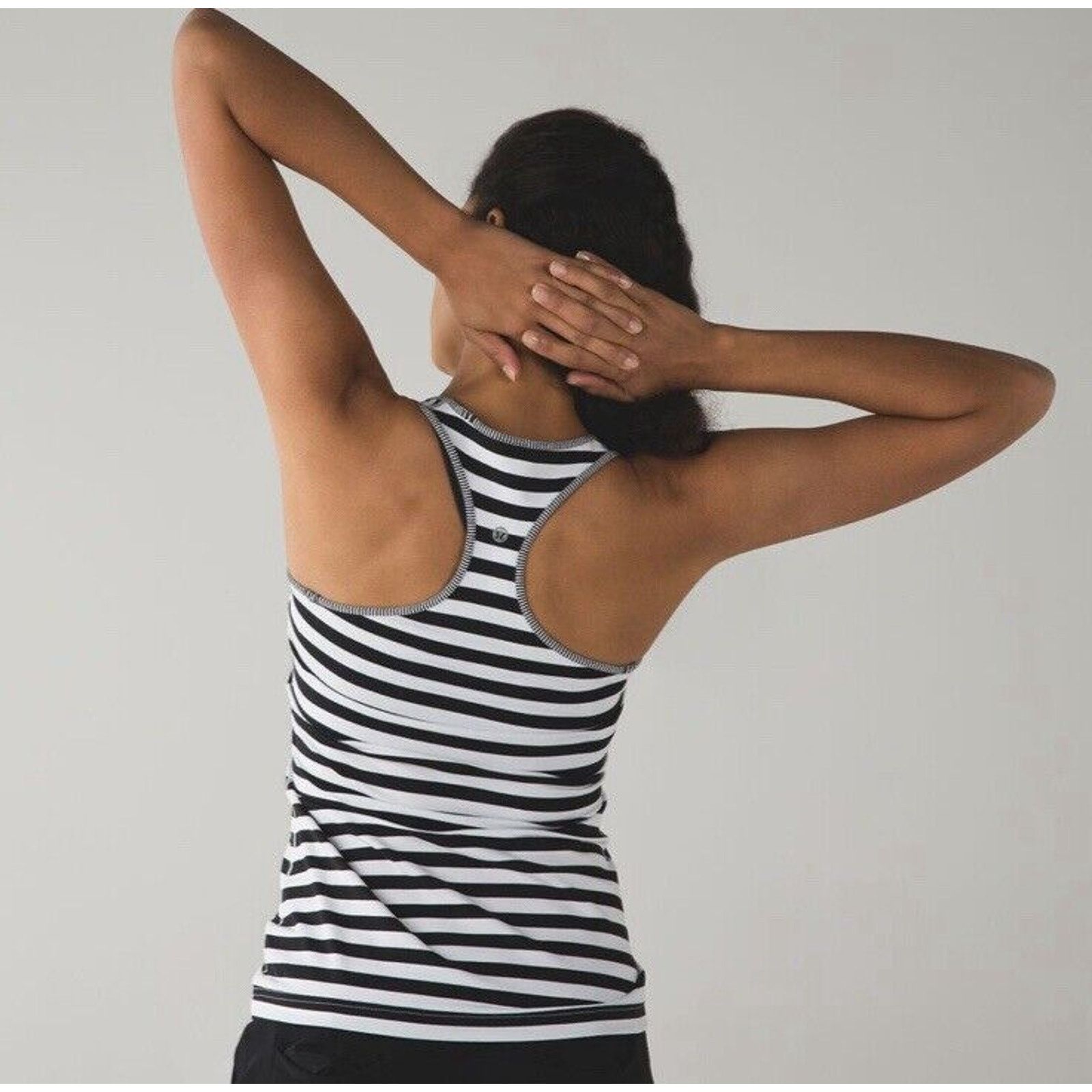 Lululemon LULULEMON Cool Racerback Tank Top Black White Apex Stripe 0 Size XS / US 0-2 / IT 36-38 - 1 Thumbnail