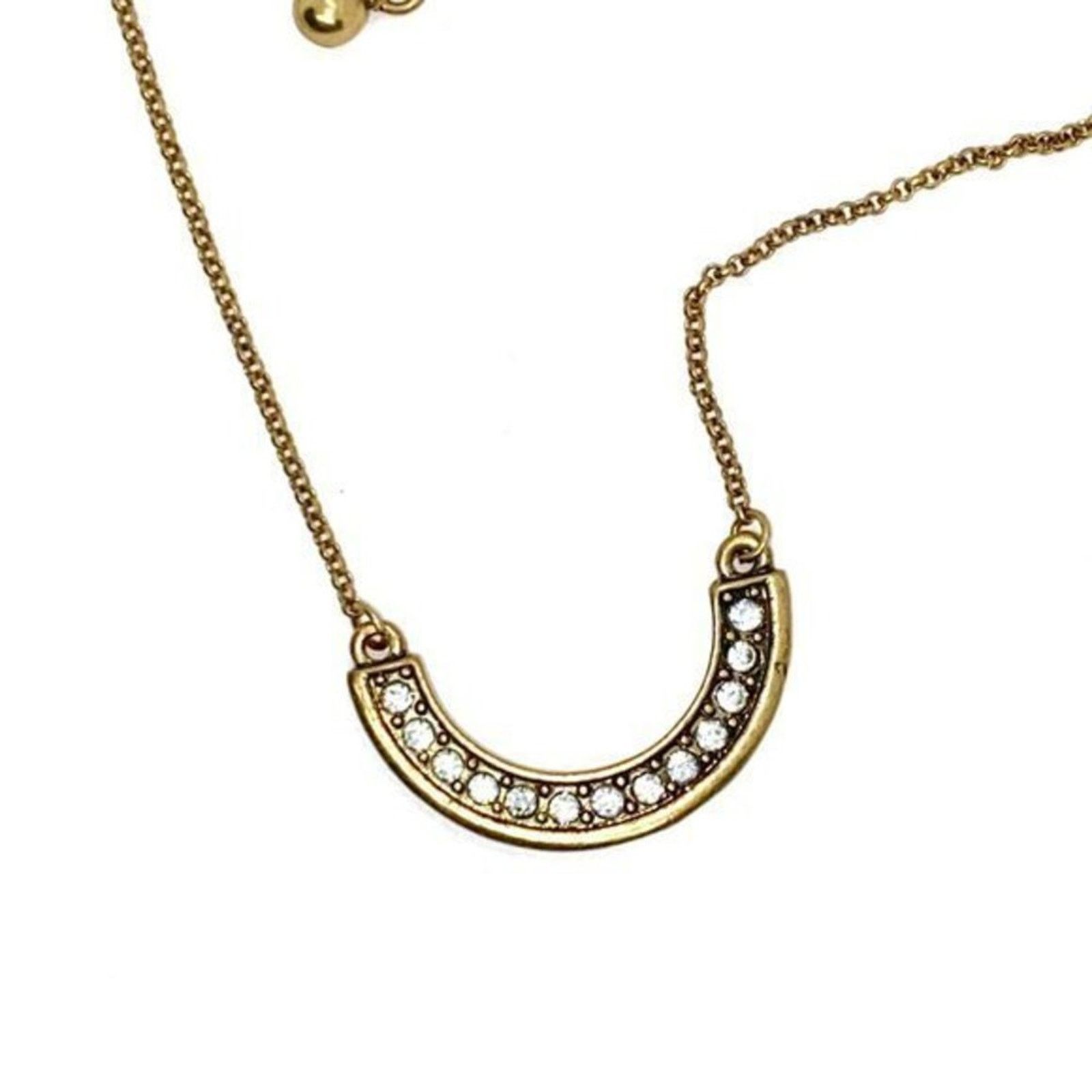 Handmade Gold-Tone Rhinestone Arch U Necklace Size ONE SIZE - 2 Thumbnail