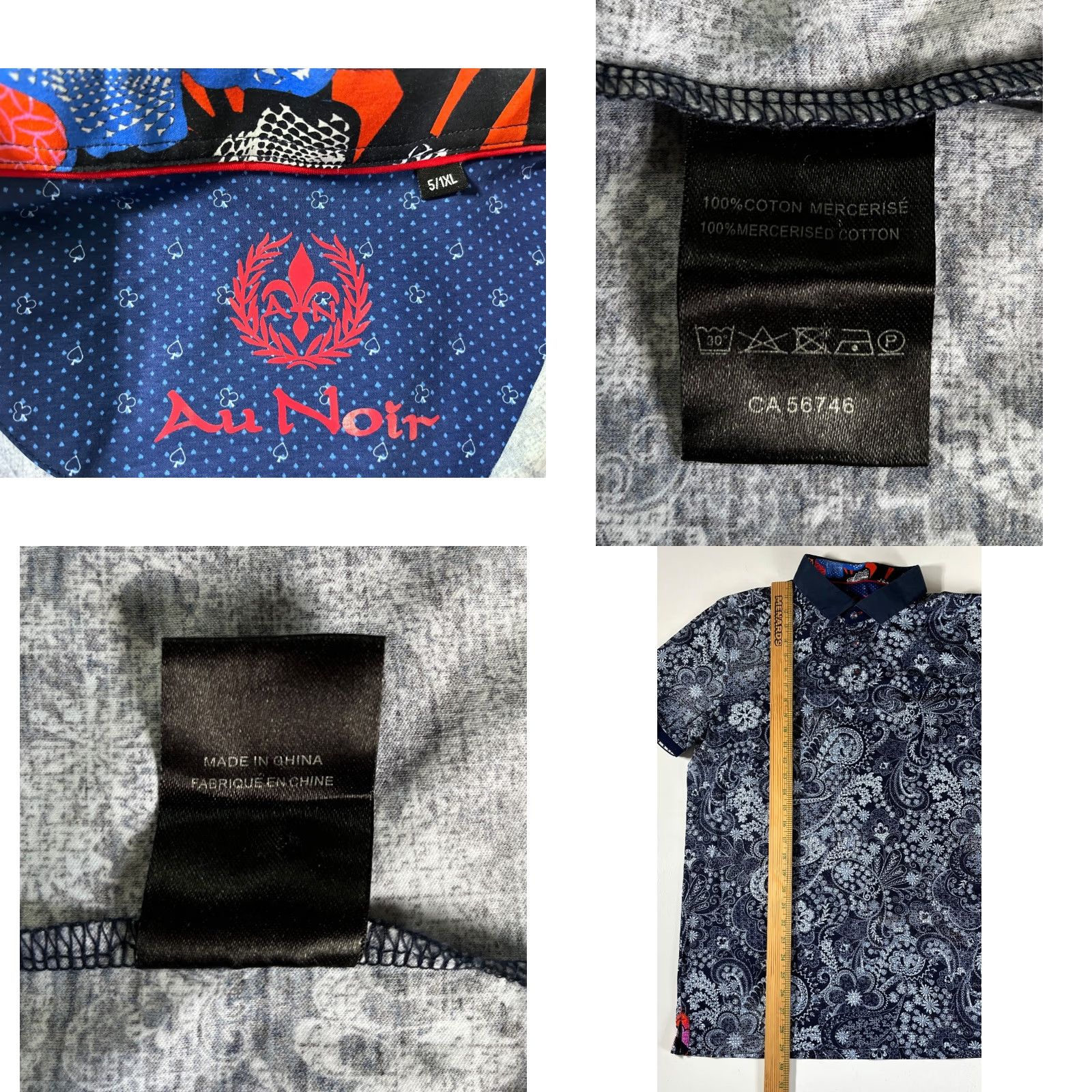 Au Noir VINTAGE Au Noir Polo Shirt Paisley Navy Cotton XL Mens Short Sleeve Collared Button Regular Size US XL / EU 56 / 4 - 9 Thumbnail