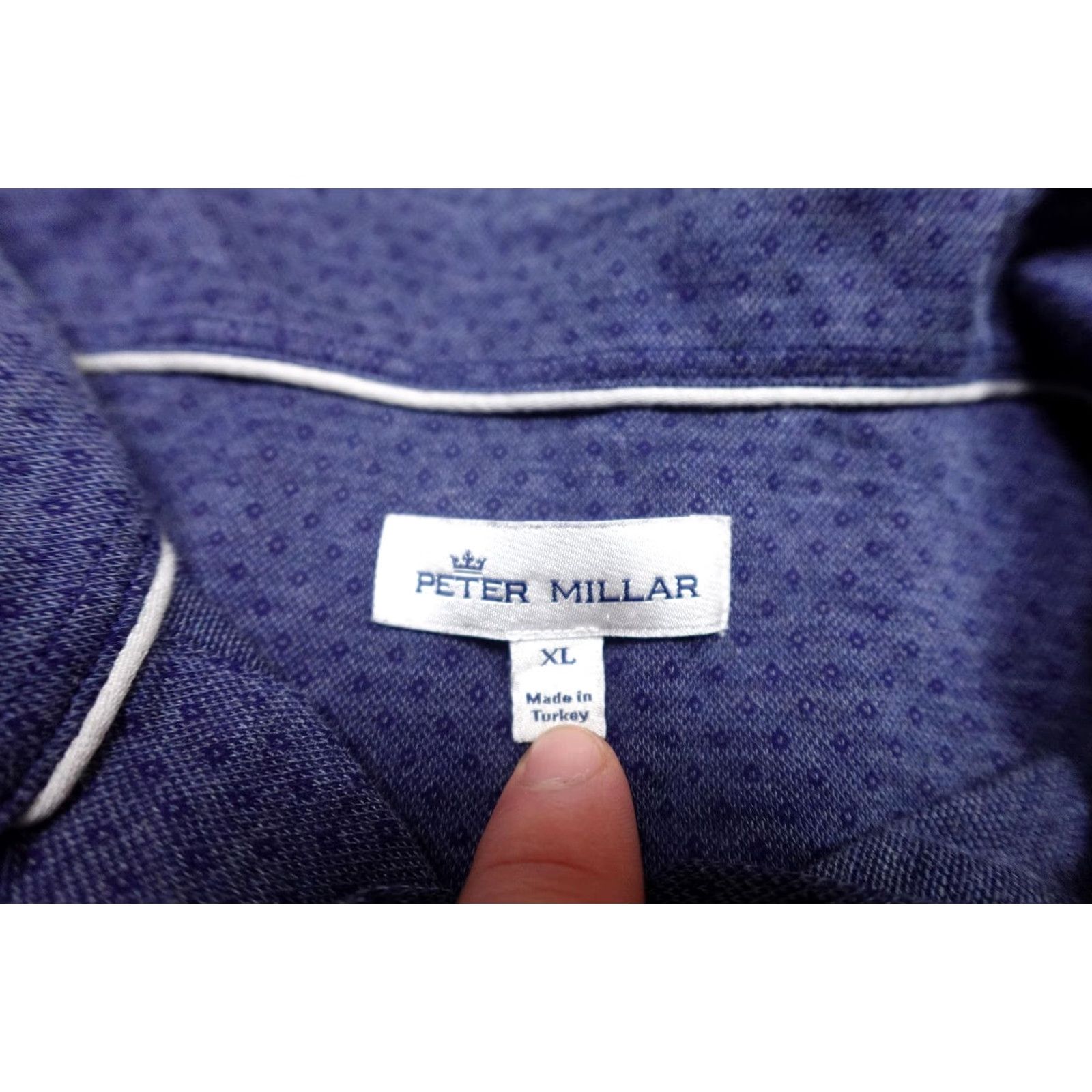 Peter Millar Peter Millar Shirt Mens XL Blue Long Sleeve Button-Front Pocket Casual Knit Geometric Size US XL / EU 56 / 4 - 2 Thumbnail