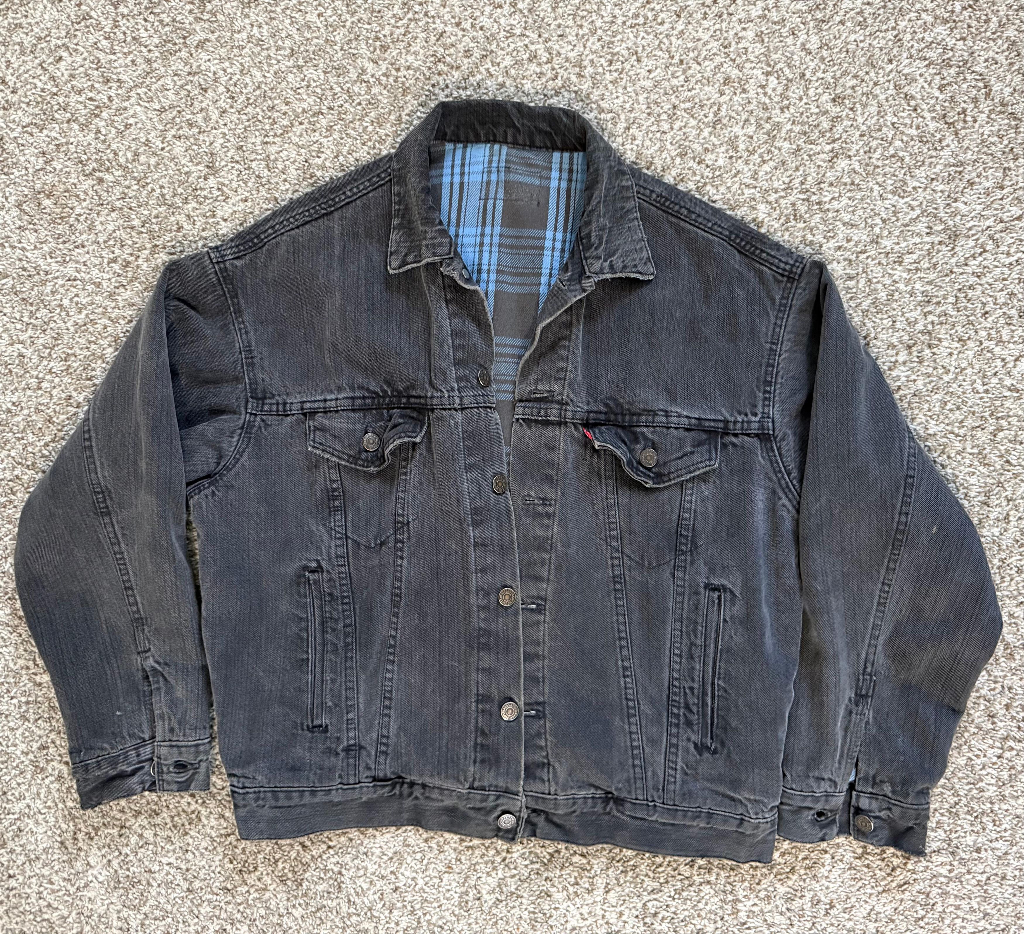 Levi's Vintage Levi's Black Denim Flannel Lining Trucker Jacket Size US M / EU 48-50 / 2 - 1 Thumbnail