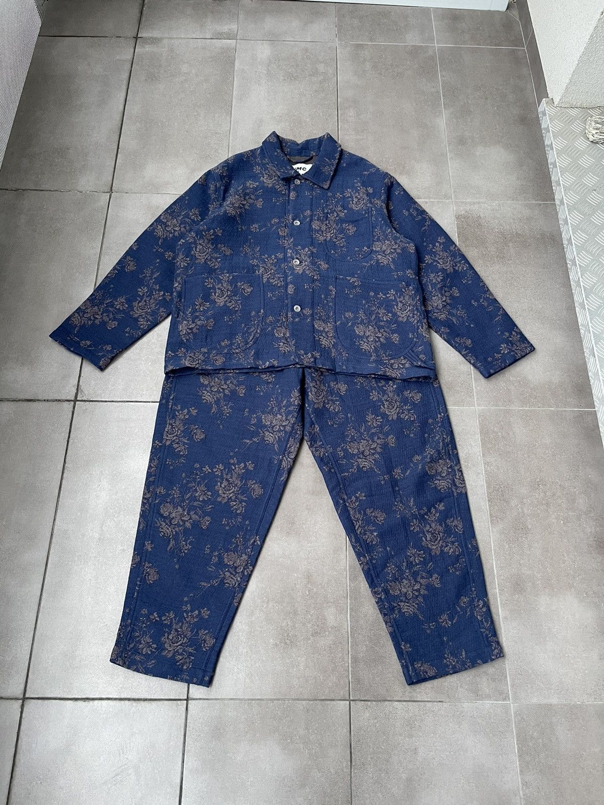 YMC !DS! SS23 YMC Labour Floral Navy Wool Jacquard Jacket Size US L / EU 52-54 / 3 - 18 Thumbnail