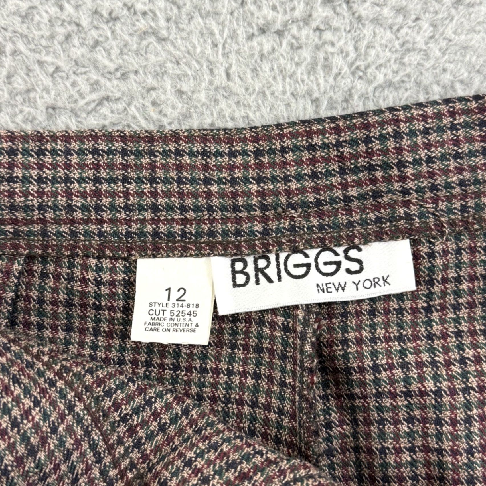 Vintage VINTAGE Briggs New York Pants Women 12 Houndstooth High Waist Pleated Trousers NWT Brown 90s City Hipster Preppy Modern Classic Tapered Leg Size 34" / US 12 / IT 48 - 5 Thumbnail