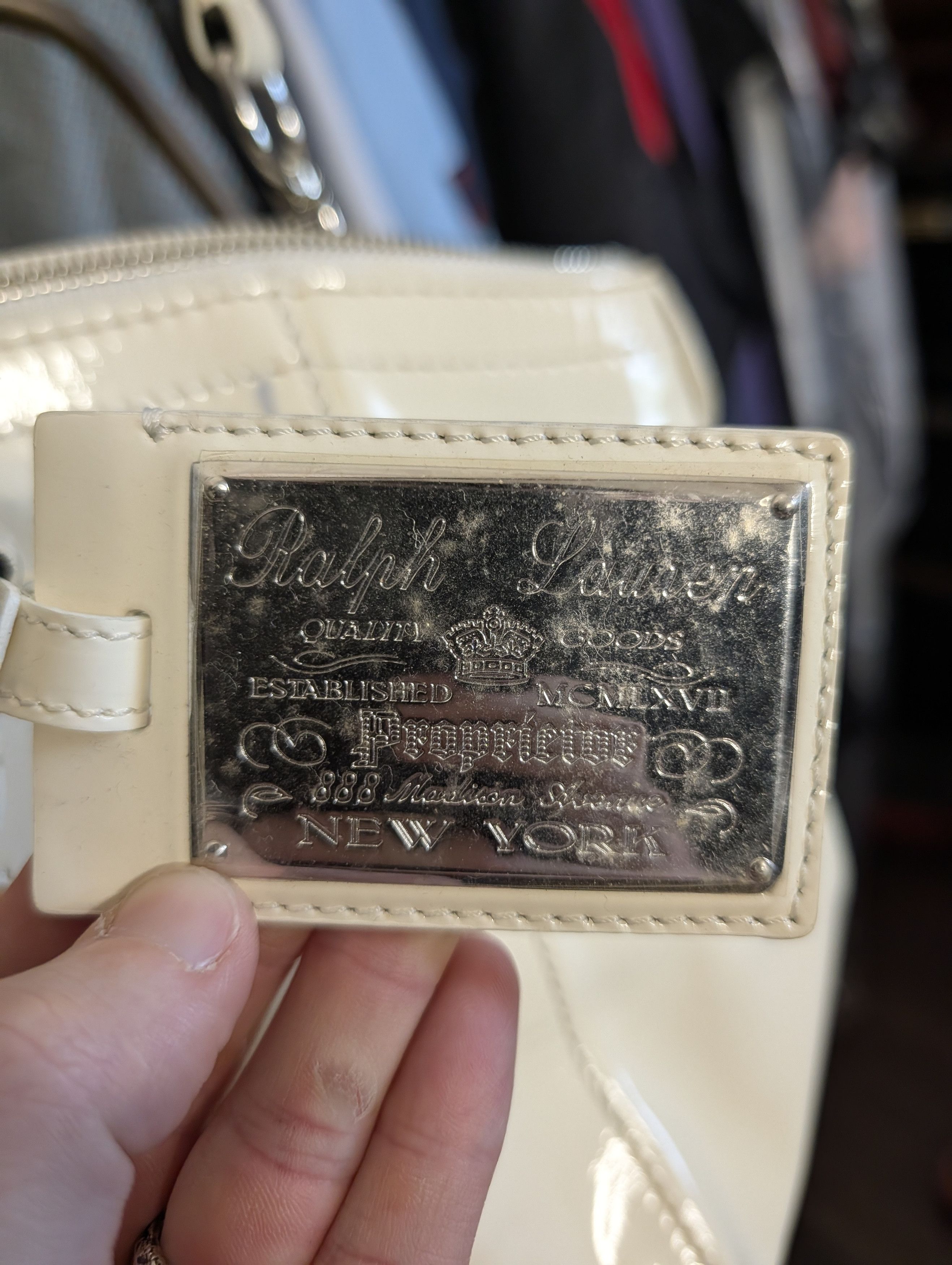 Ralph Lauren Mainline made in Italy logo plaque patent leather handbag Size ONE SIZE - 2 Thumbnail
