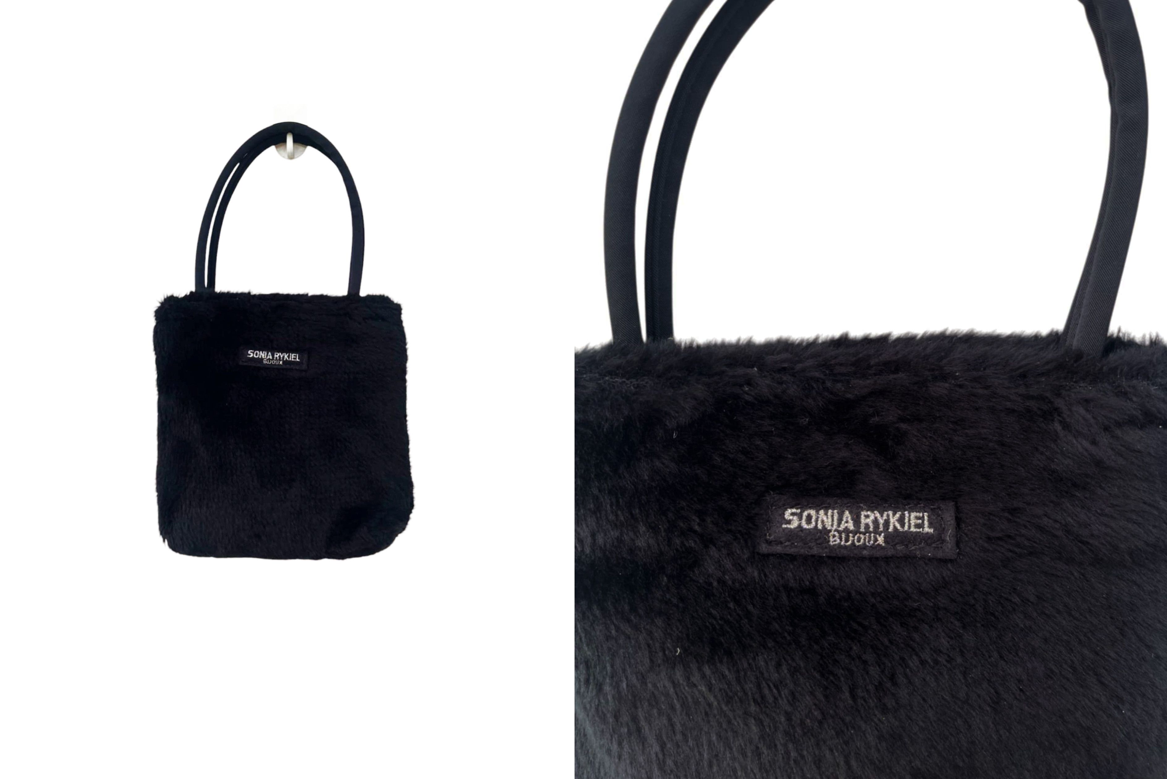 Sonia Rykiel SONIA RYKIEL Bijoux Plain Black Faux Fur Mini Top handle bag Size ONE SIZE - 2 Thumbnail