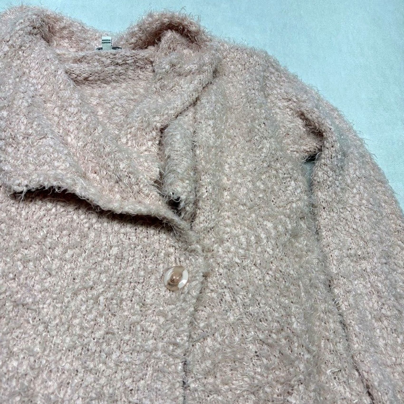 Vintage PJ Salvage Sweater Womens S Pink Cozy Fuzzy Boucle Open Asymmetrical Cardigan Size Size S / US 4 / IT 40 - 5 Thumbnail
