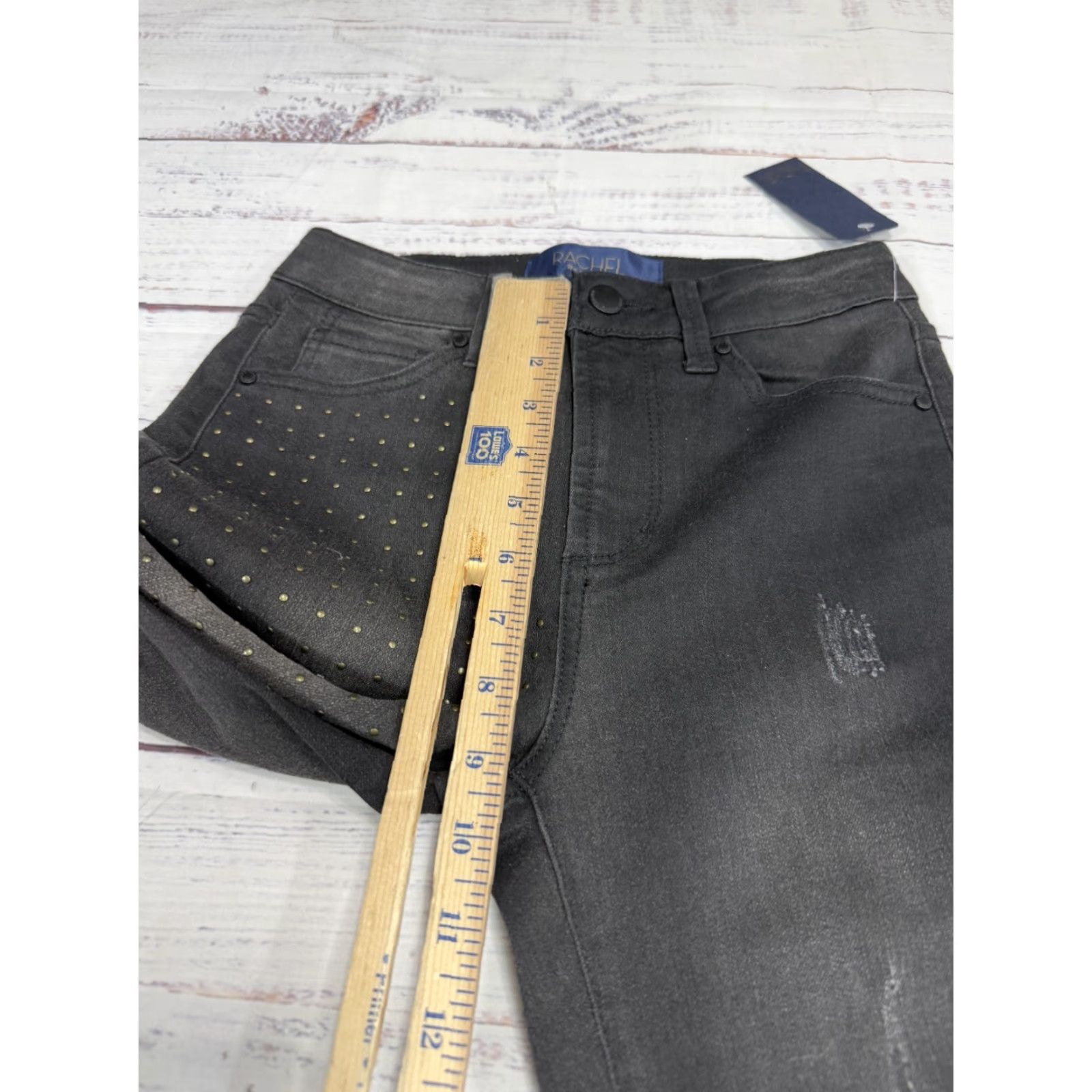 Vintage VINTAGE Rachel Rachel Roy Black Jeans Studded Raw Edge Distressed Ankle Sz 24 NWT Women Jeans Rhinestone 90s Mens Womens Girls Size 42" / US 20 - 3 Thumbnail