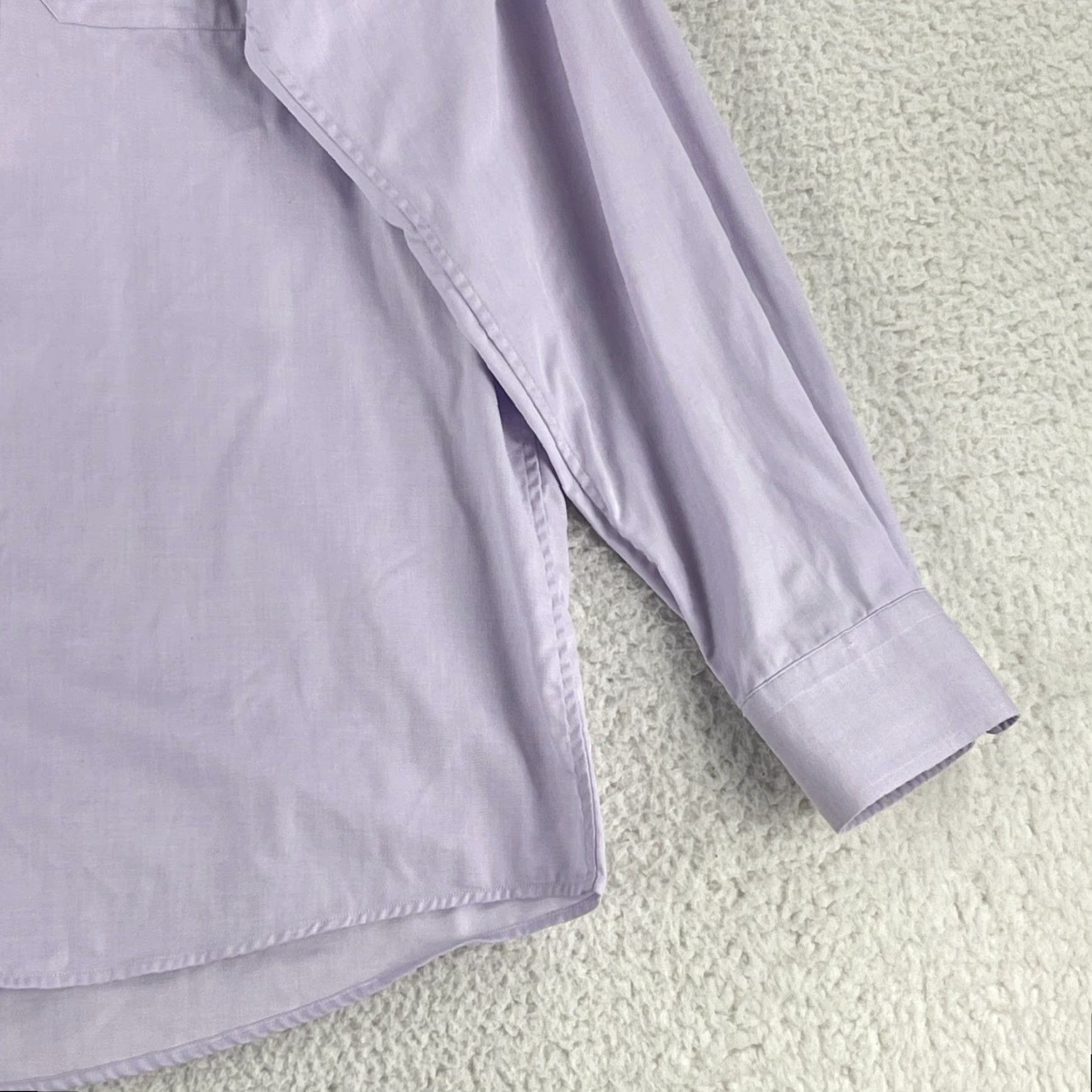 Eton Eton Purple Classic Fit Button-Up Dress Shirt Mens Long Sleeve 100% Cotton Size Large Size 42R - 4 Thumbnail