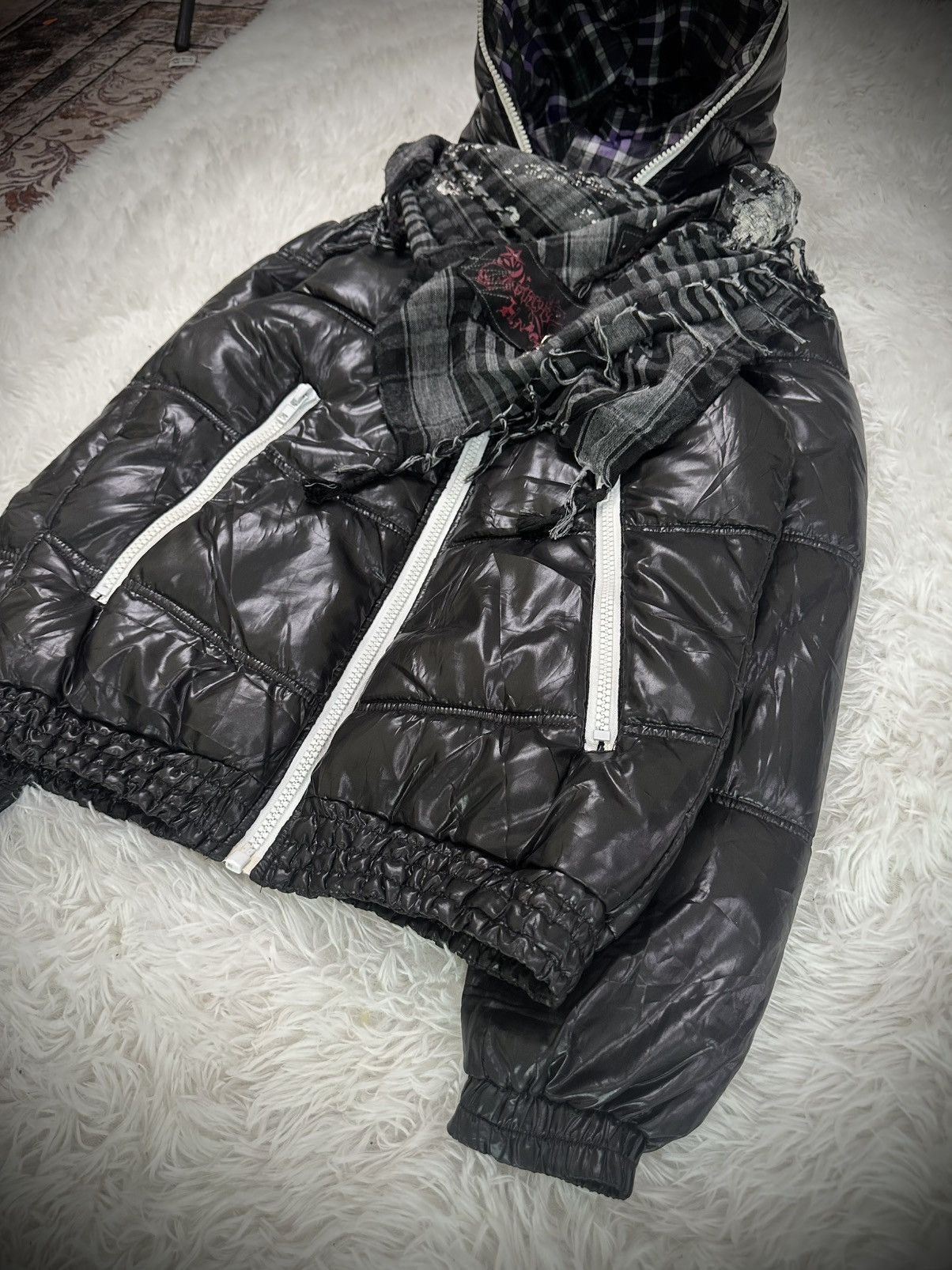 Japanese Brand 💥rare💥 2000s japanese brand EXHIBITIONIST puffer punk hoodie Size US L / EU 52-54 / 3 - 3 Thumbnail