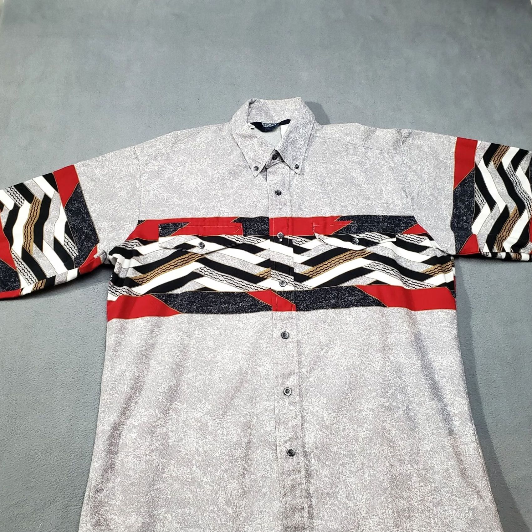 Brooks VINTAGE Brooks & Dunn Shirt Mens L Gray Red Aztec Southwestern Long Sleeve Button Down Collared 90s Western Cowboys Rodeo Rancher Mens Size US L / EU 52-54 / 3 - 5 Thumbnail