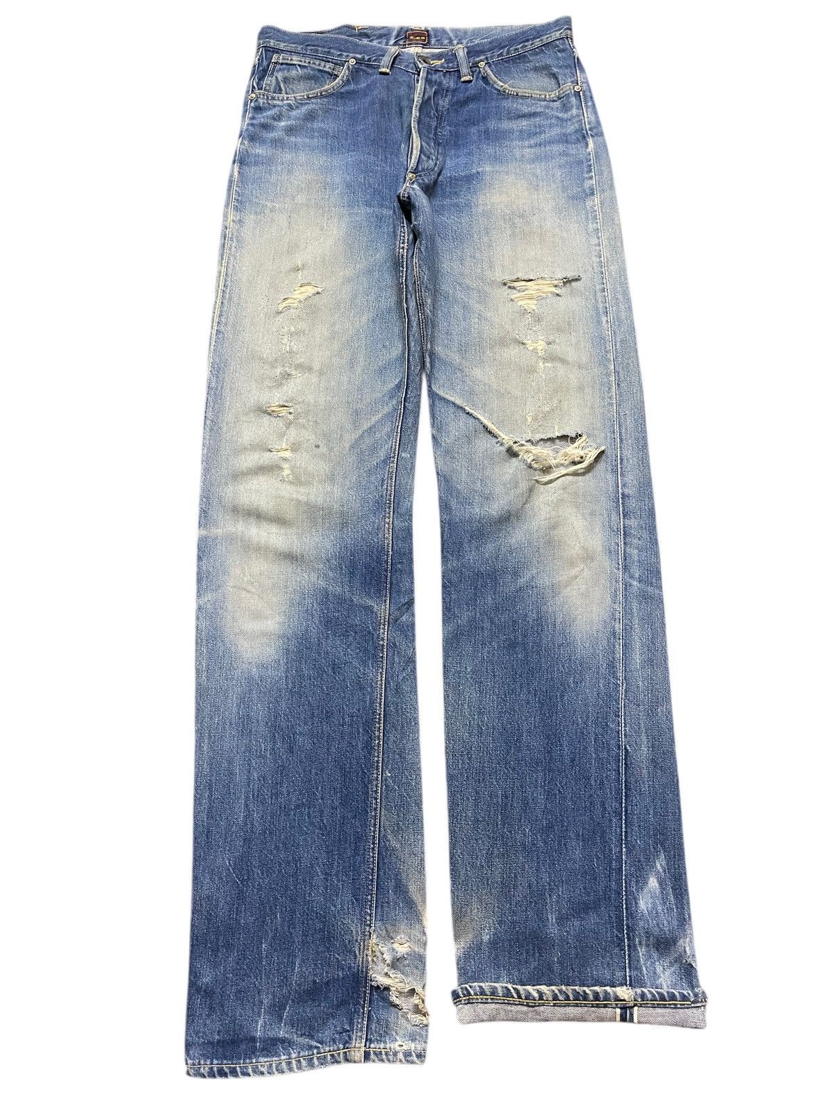 Lee Vintage 70s Lee Union Made Selvedge Mud Wash Faded Distress Size US 32 / EU 48 - 1 Thumbnail