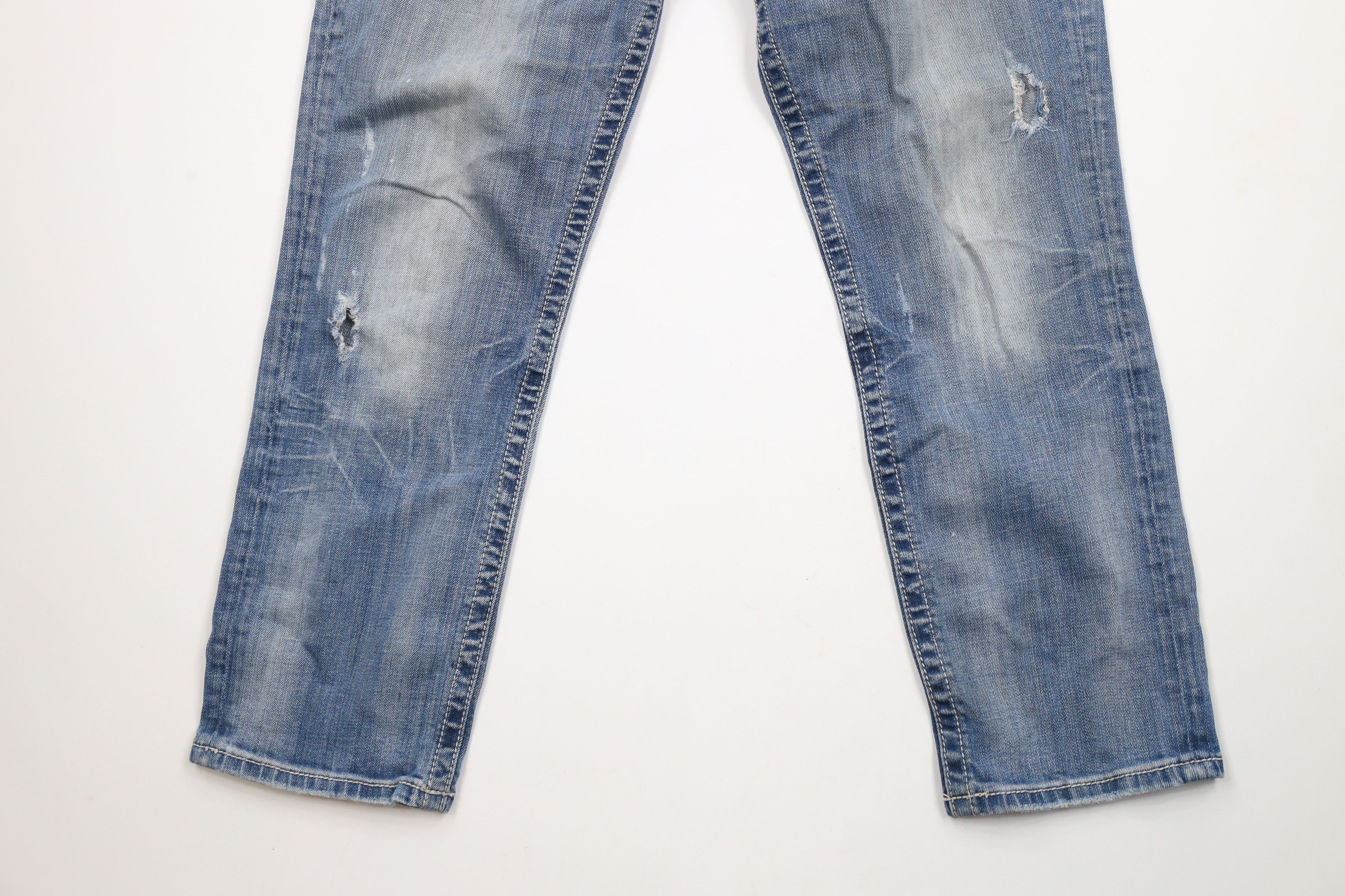 Miss Me × Vintage Miss Me Thick Stitch Fleur de Lis Cropped Denim Jeans Blue Size 32" / US 10 / IT 46 - 4 Thumbnail