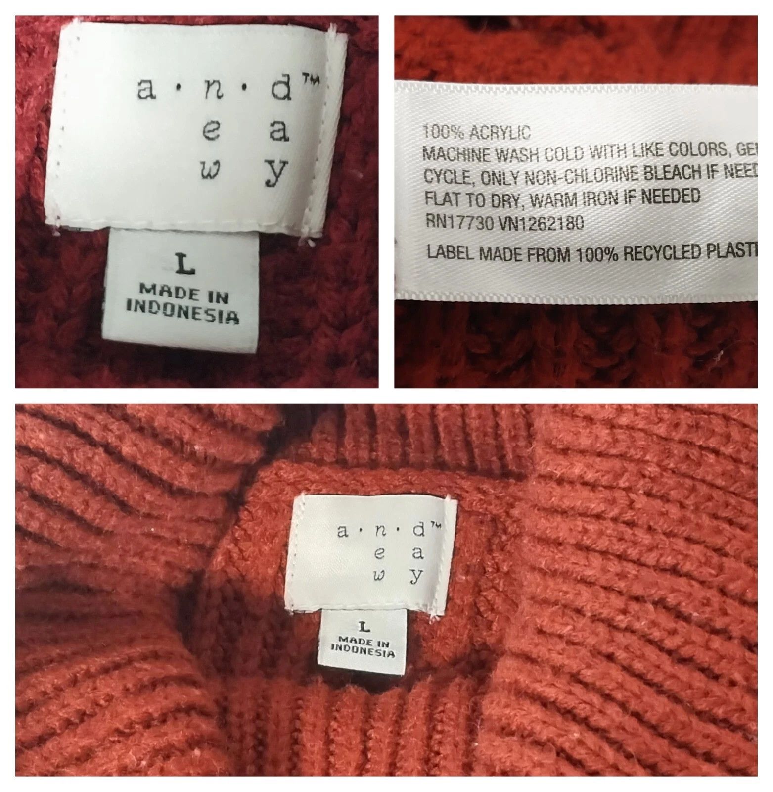 Other A New Day Sweater Tunic Red Cable Knit Cowl Academia Size L / US 10 / IT 46 - 3 Thumbnail