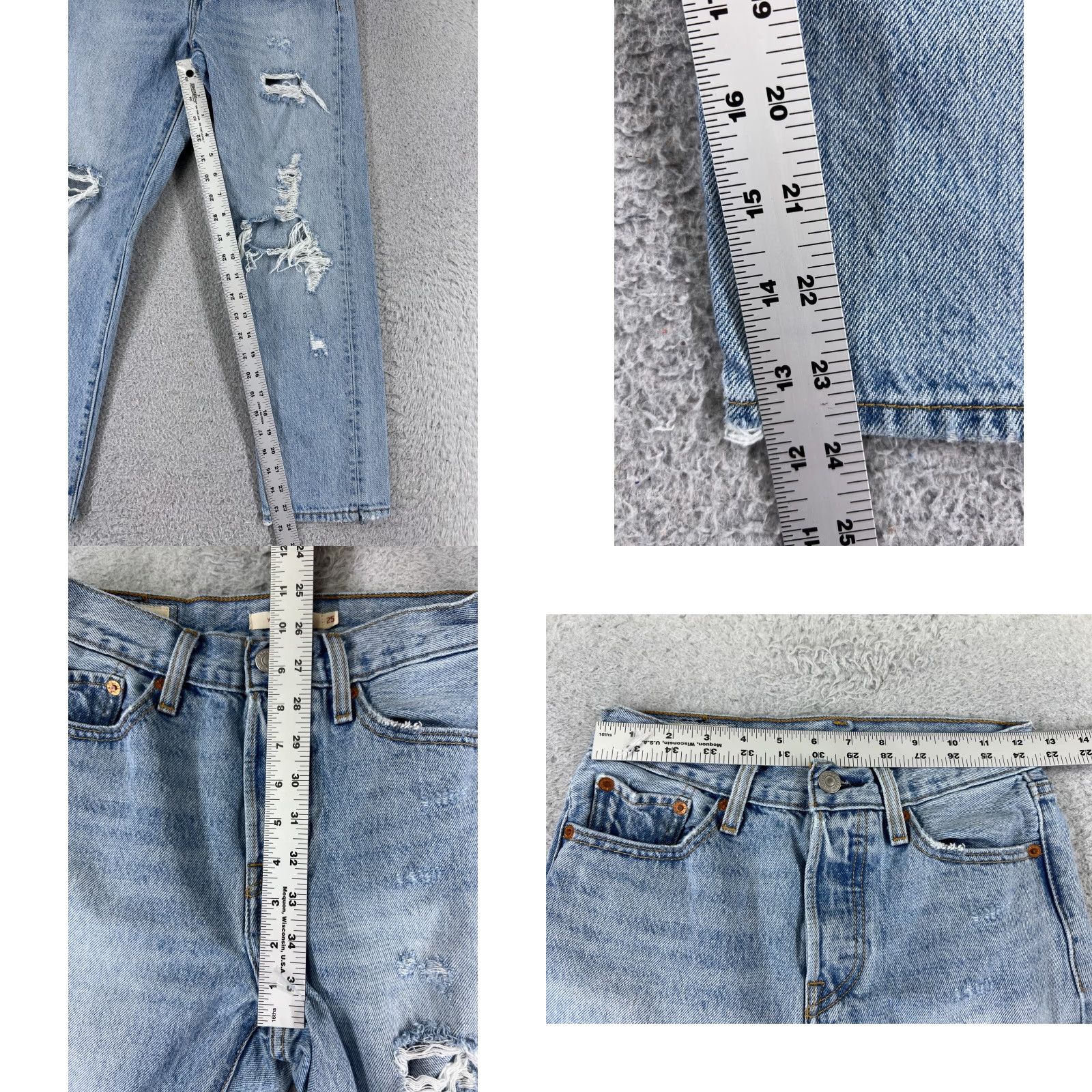 Levi's Levi's Women's Jeans 25 Blue Denim Distressed Wedgie Fit Regular Fit Size 42" / US 20 - 8 Thumbnail