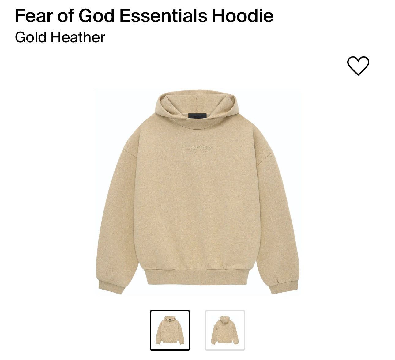 Fear of God Fear of God Essentials Gold Heather Hoodie XXL Grailed