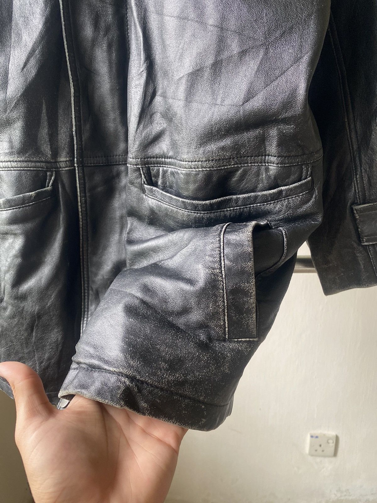 Vintage HUNT SHEEPSKIN LEATHER JACKET CASUAL 90s PUNK LGB Size US M / EU 48-50 / 2 - 8 Thumbnail