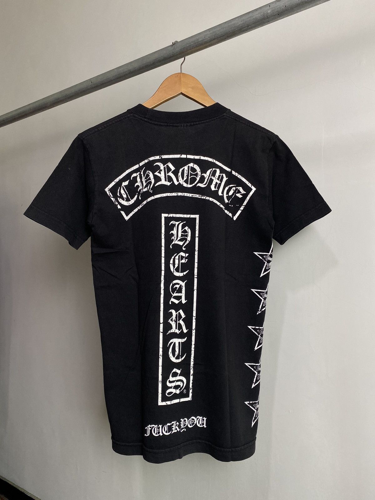 image of Chrome Hearts T Bar Star Fuck You Logo Pocket Tee in Black, Men's (Size Small)