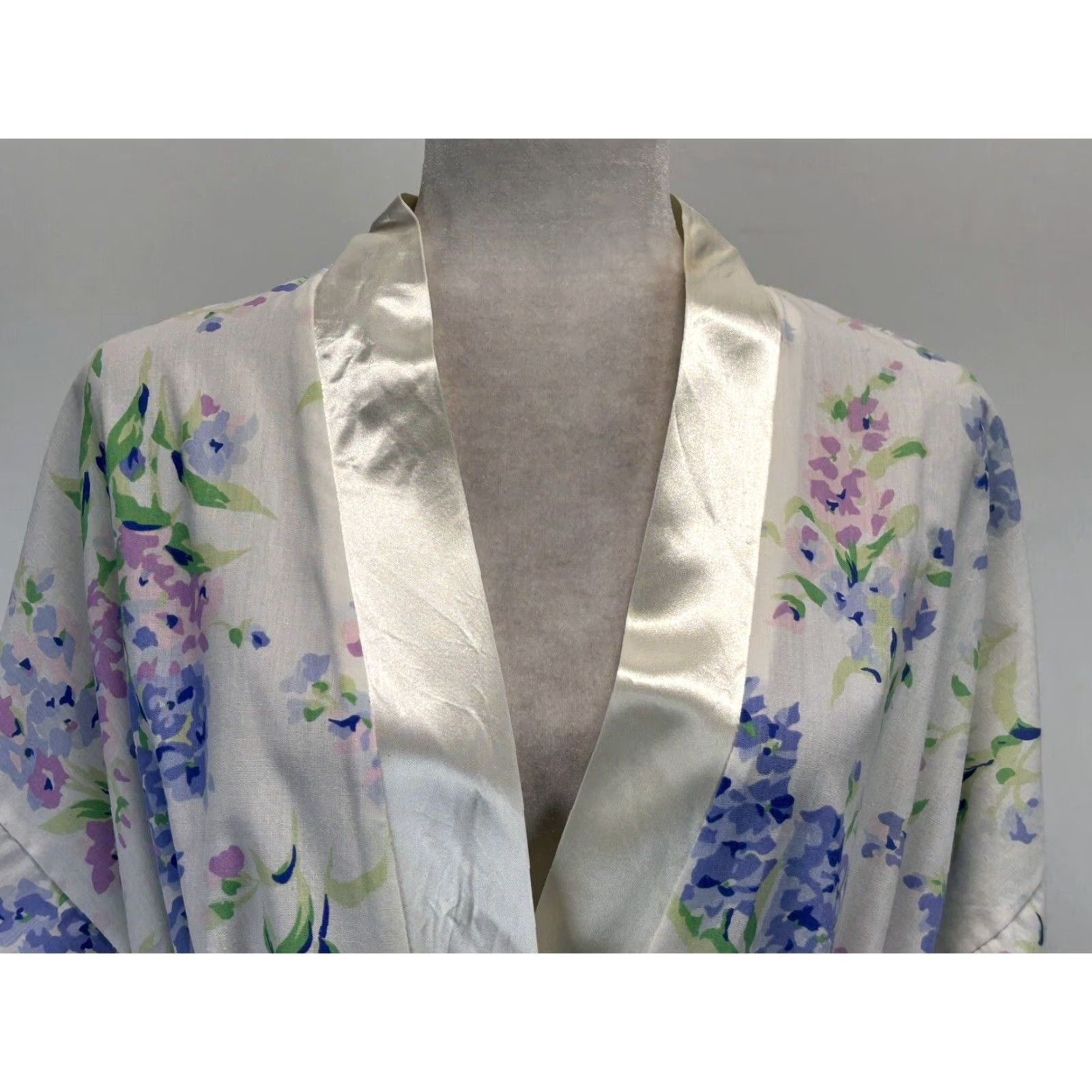 Vintage Vtg Appel Womens Floral Robe Extra Large XL Belted Satin Trim Size ONE SIZE - 6 Thumbnail