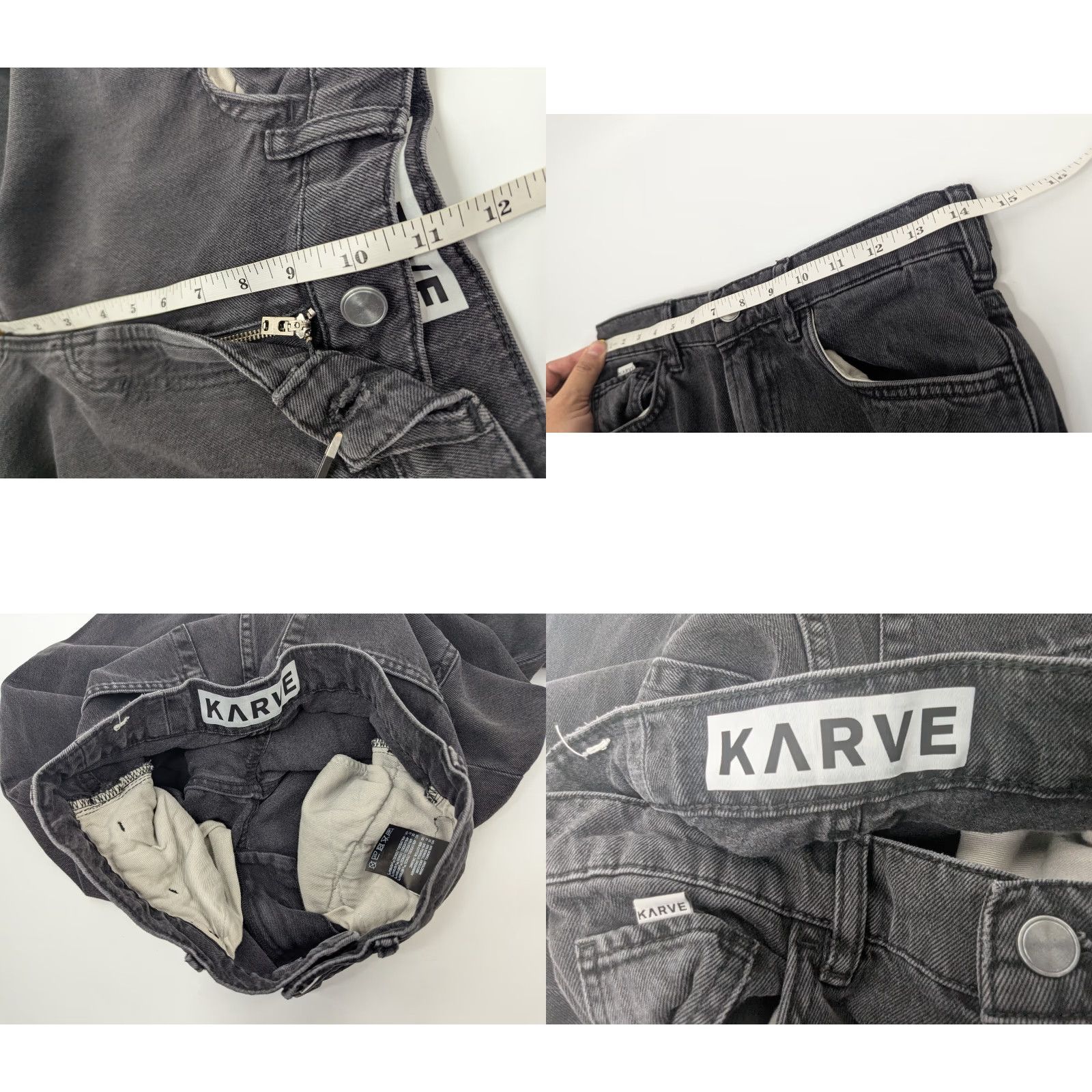 Vintage KARVE Women's Regular Fit Straight Black Stone Jeans Size Small Organic Cotton Denim 5-Pocket Design Slim Size 28" / US 6 / IT 42 - 8 Thumbnail