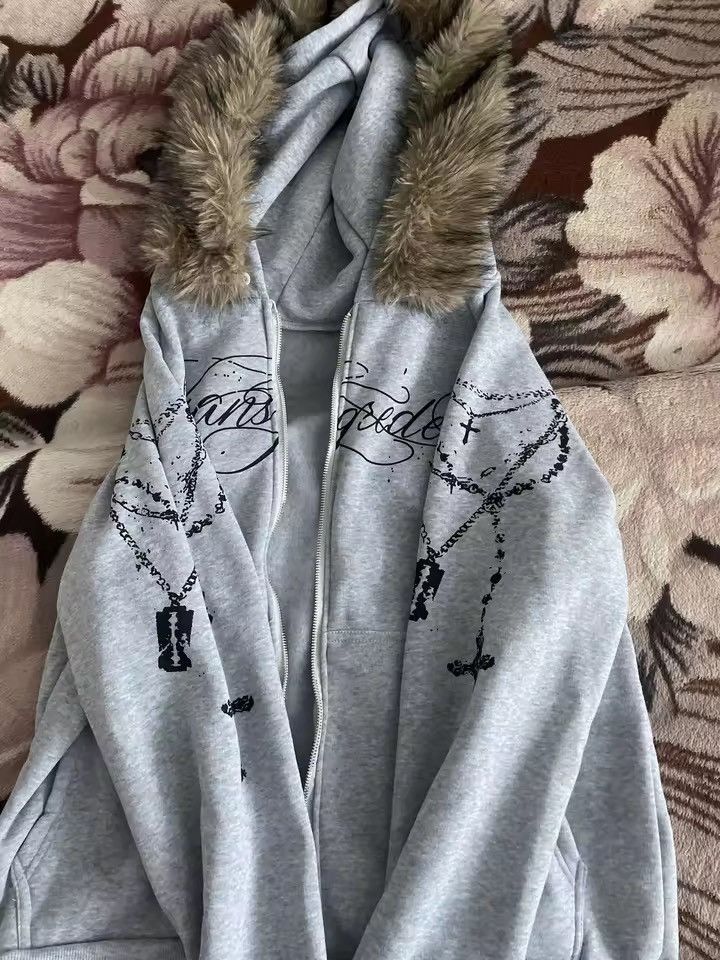 Japanese Brand Fashion Punk Goth Grunge Detachable Fur Hat Graphic Hoodies Size US S / EU 44-46 / 1 - 6 Thumbnail