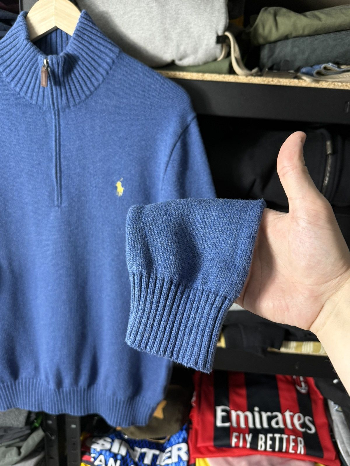 Polo Ralph Lauren Polo Ralph Lauren Quarter Zip Sweater Blue Cotton L Pullover Size US L / EU 52-54 / 3 - 6 Thumbnail