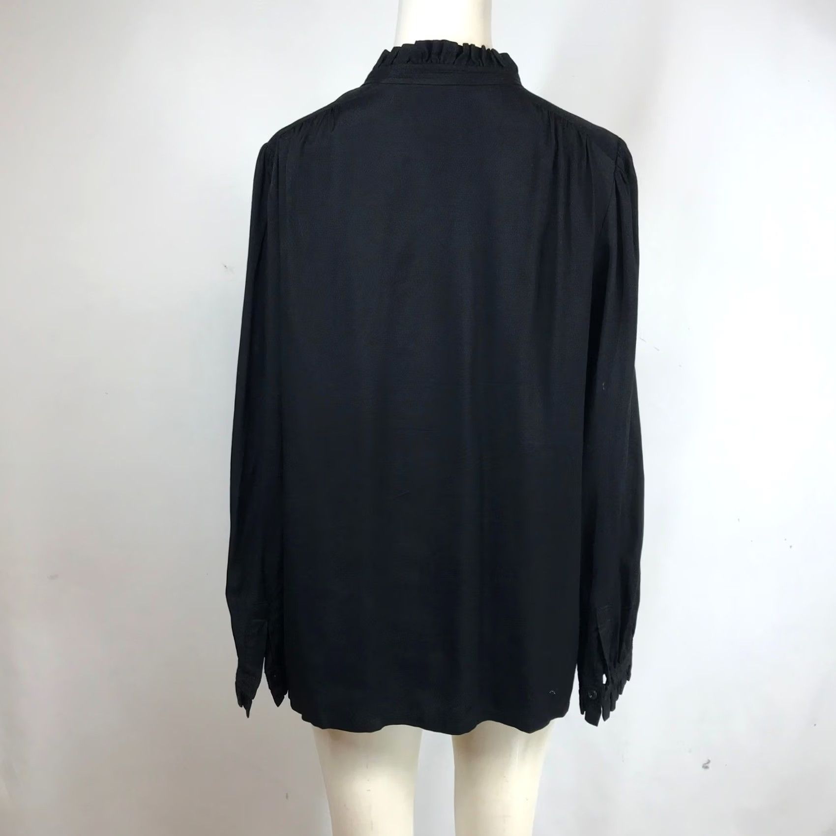 A.P.C. A.P.C. Black Ruffle Collar Blouse Long Sleeve Top FR 42 Women Size M / US 6-8 / IT 42-44 - 5 Thumbnail