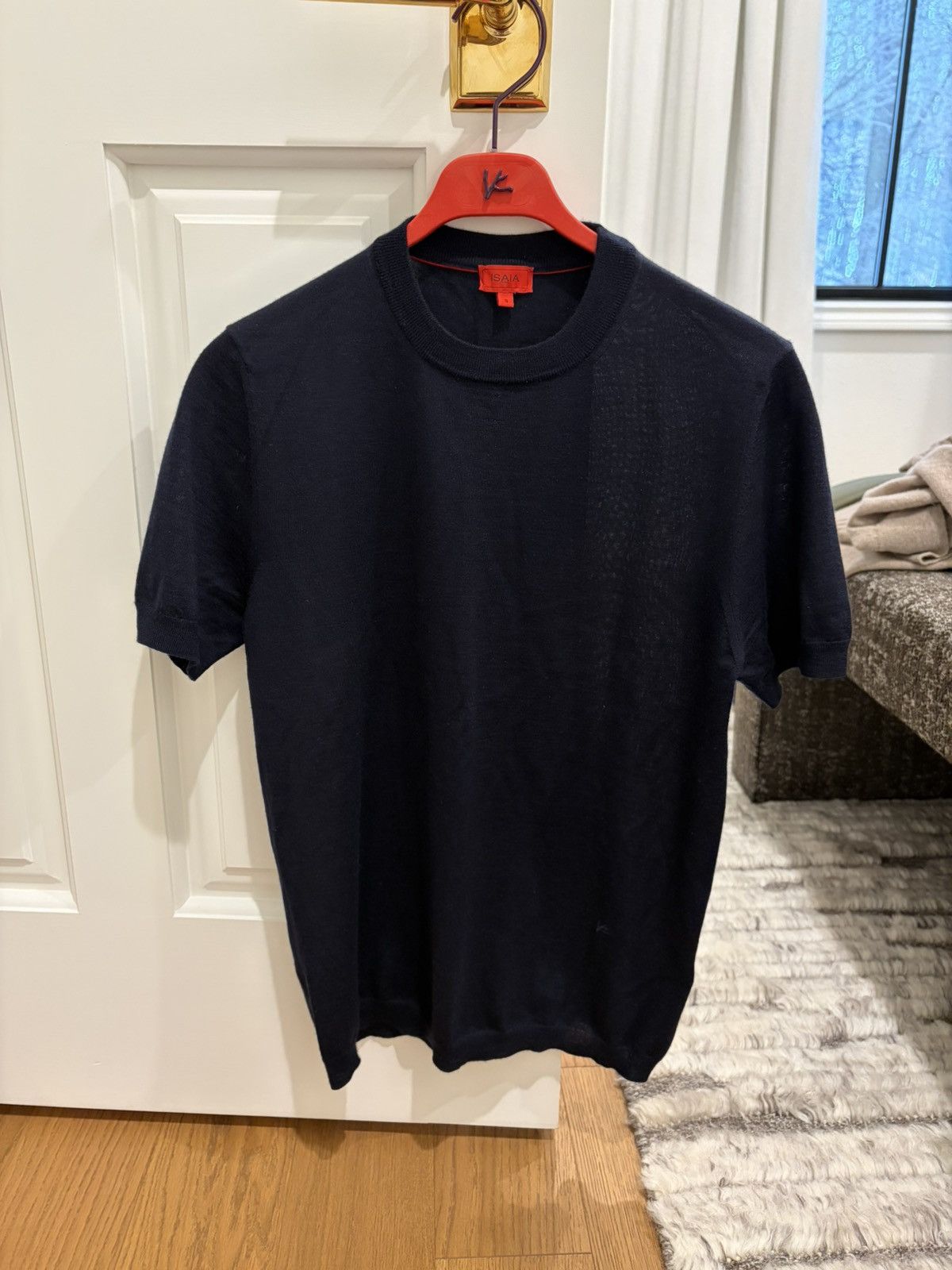 Isaia Isaia Navy Cashmere-Silk Knit T-Shirt Size US S / EU 44-46 / 1 - 1 Thumbnail