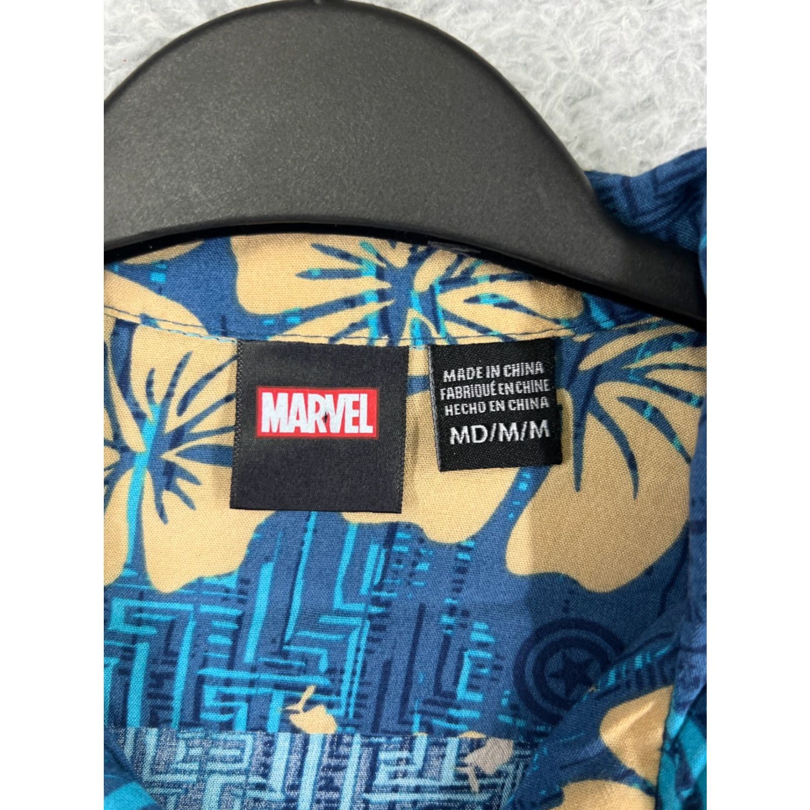 Vintage Captain America Shirt Mens Small Blue Beige Floral Marvel Comics Hawaiian Button Up Size US S / EU 44-46 / 1 - 3 Thumbnail