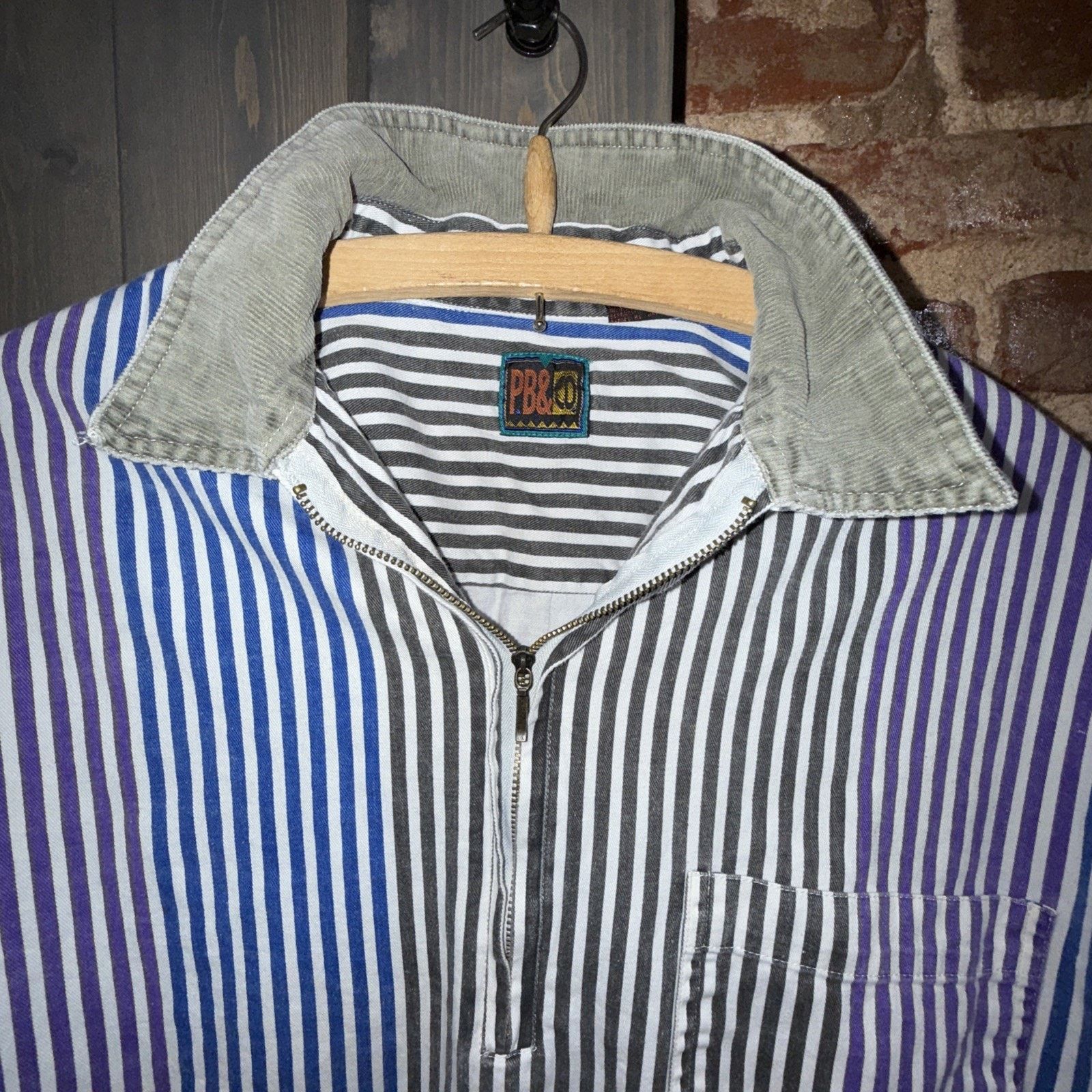 PB 0110 PB & Co. Men’s 90’s Striped Rugby Shirt Sz M 1/2 Zip preppy Size US M / EU 48-50 / 2 - 1 Thumbnail