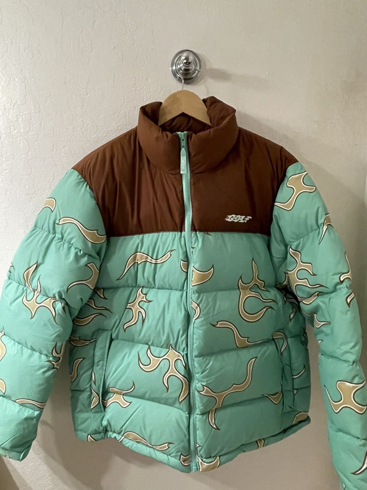image of Golf Wang Tyler The Creator Mint Flame Puffer, Men's (Size Large)