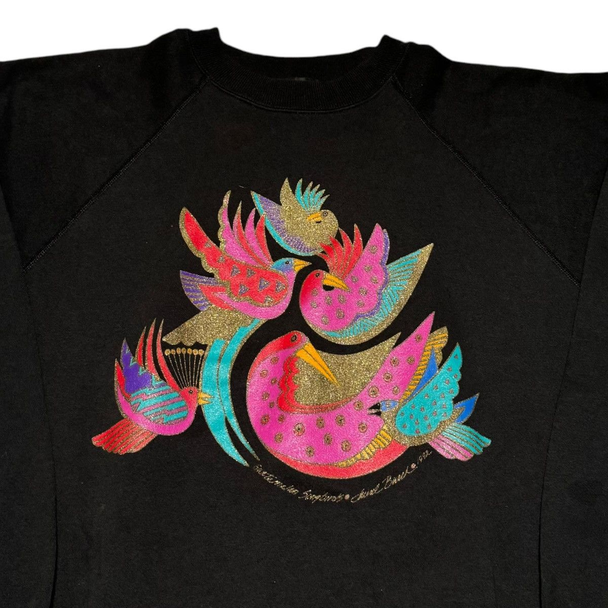 Hanes Vintage 1992 Laurel Birch Nature Glittery Art Sweatshirt XL Size US XL / EU 56 / 4 - 2 Thumbnail