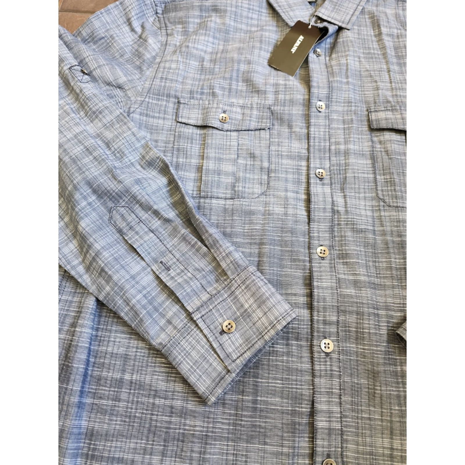 Alfani Alfani Men's Dress Shirt Heather Gray Long Sleeve Button Size 40R - 7 Thumbnail
