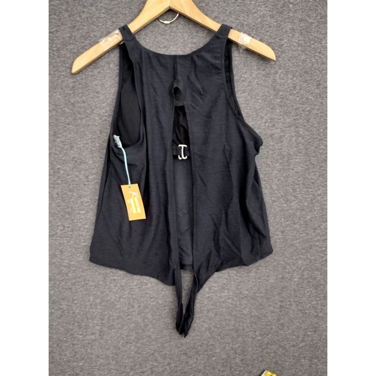 Vintage Kona Sol Swimsuit Top Black Built In Bra Open Back Tie Back Sz S 4-6 Size S / US 4 / IT 40 - 2 Thumbnail