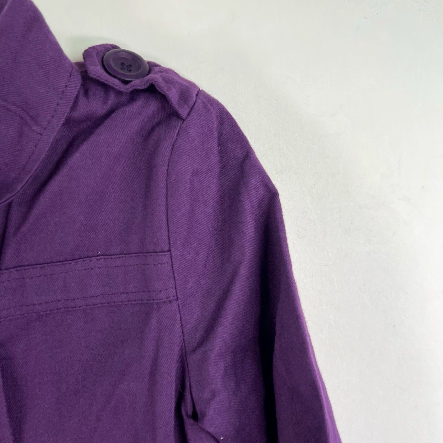 Max Mara VINTAGE Max Mara Trench Coat Jacket Short Women's M Purple Cotton Blend Classic Designer Italy Fall Spring Size 32" / US 10 / IT 46 - 2 Thumbnail