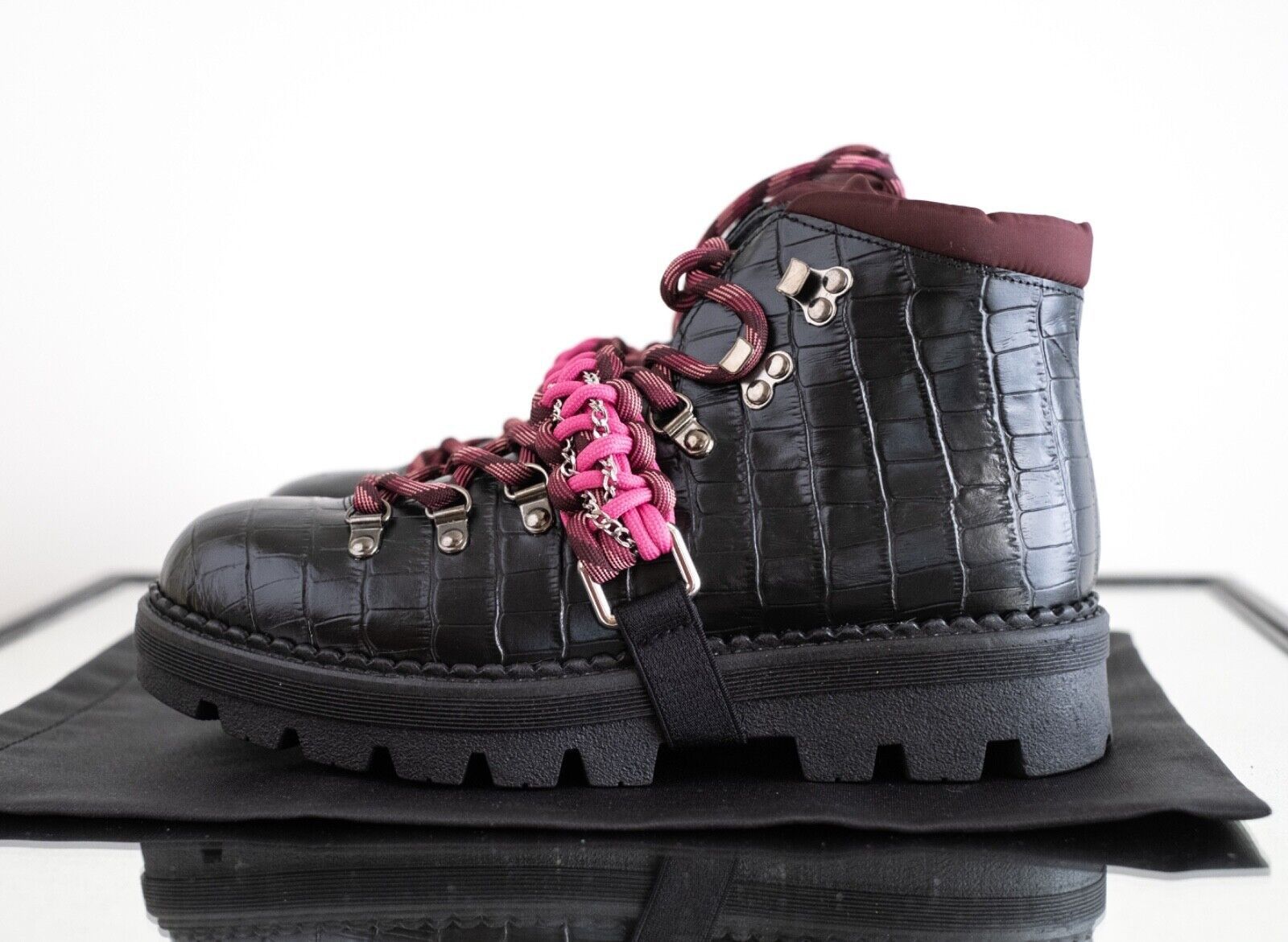 Pinko PINKO Zenzero Black Fuchsia Combat Boot Women New Size 38/8 Size US 8 / IT 38 - 7 Thumbnail