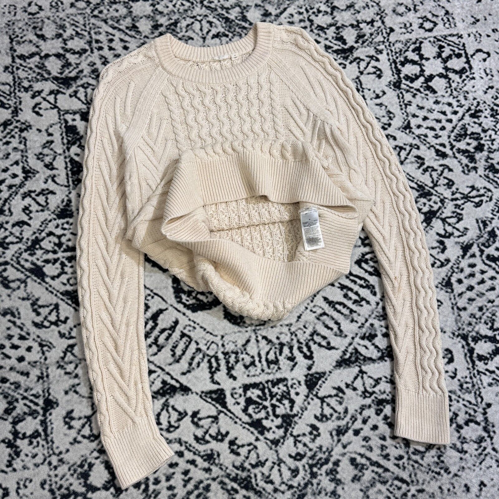 Vintage Vintage Unisex Cream White Cotton Sweater Size S Cableknit Size US S / EU 44-46 / 1 - 11 Thumbnail