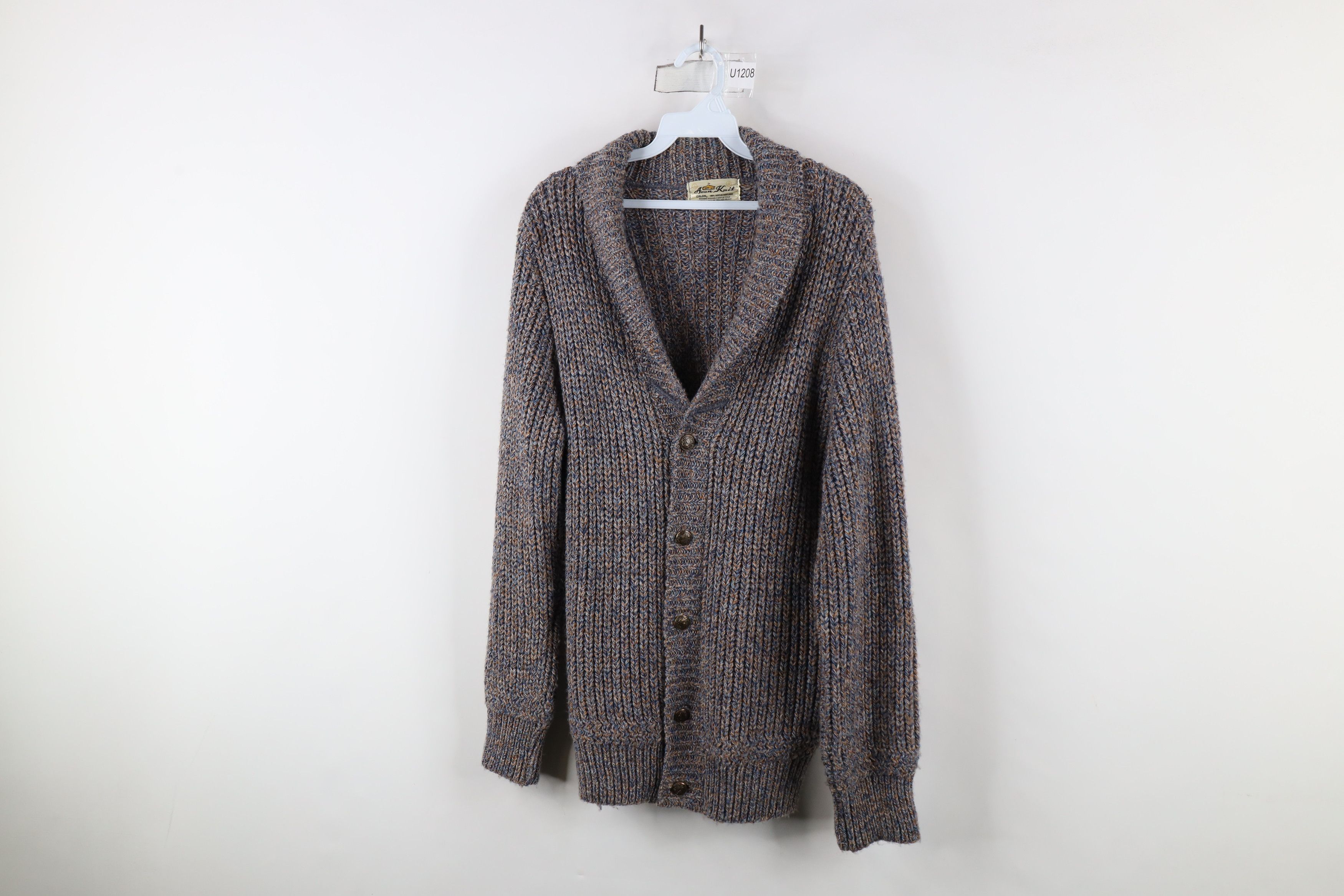 Vintage Vintage 60s 70s Streetwear Knit Shawl Cardigan Sweater Size US L / EU 52-54 / 3 - 1 Thumbnail