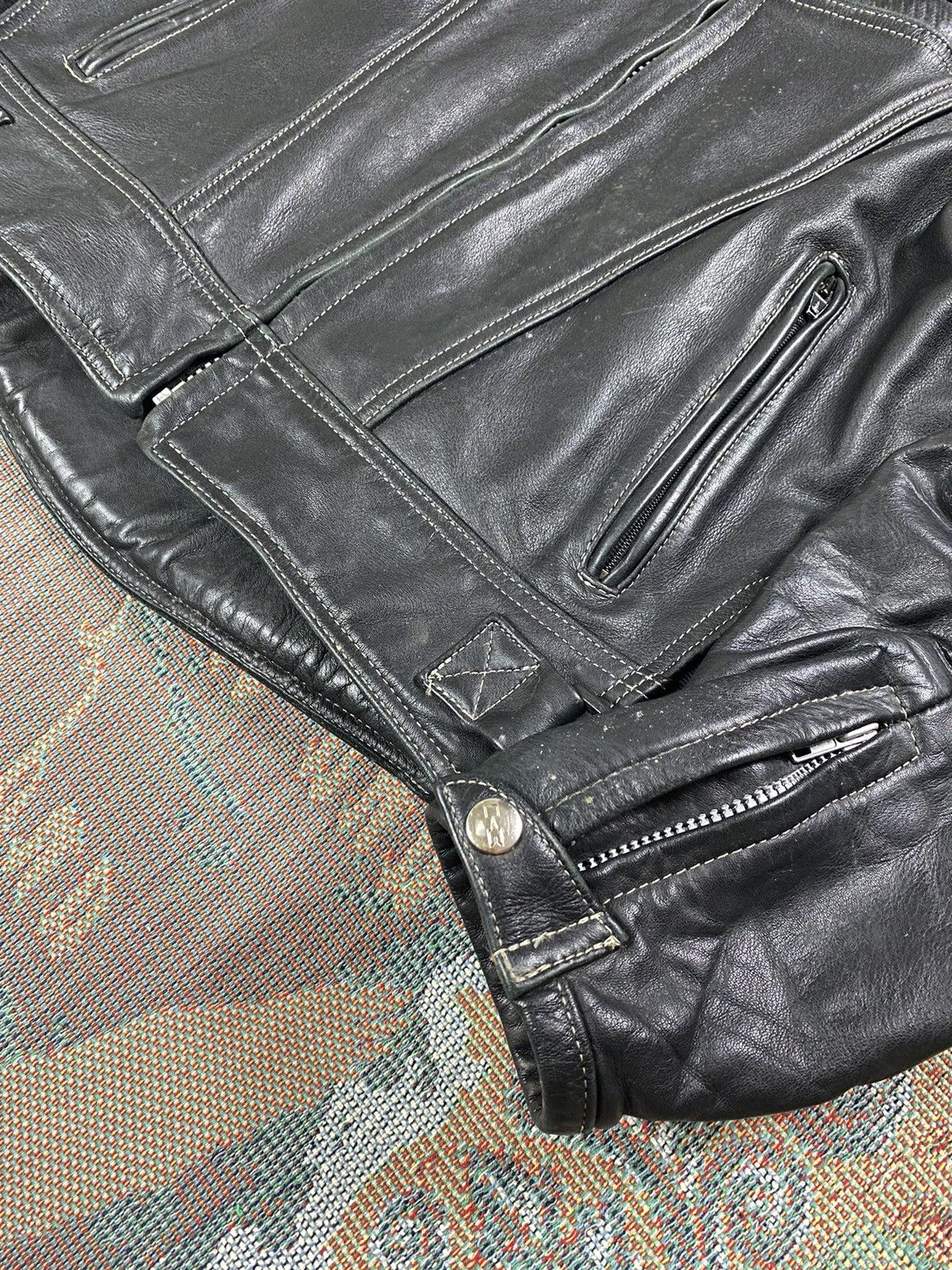 Vintage Kawasaki (Biker) Padded Leather Jacket Size US S / EU 44-46 / 1 - 4 Thumbnail