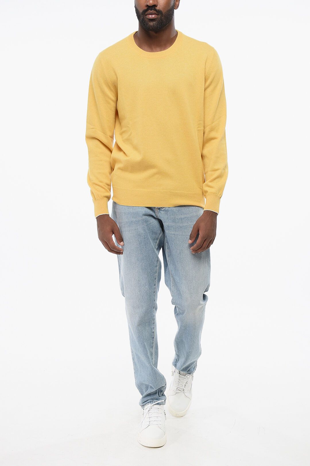 Brunello Cucinelli og1mm0725 Crewneck Pure Cashmere Sweater in Yellow Size US S / EU 44-46 / 1 - 4 Thumbnail