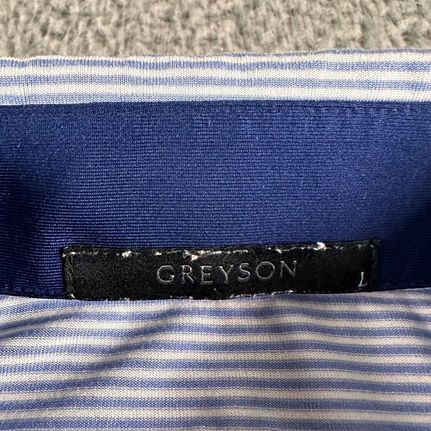 Vintage Greyson Polo Shirt Mens L Blue White Striped Short Sleeve Performance Golf Size US L / EU 52-54 / 3 - 4 Thumbnail