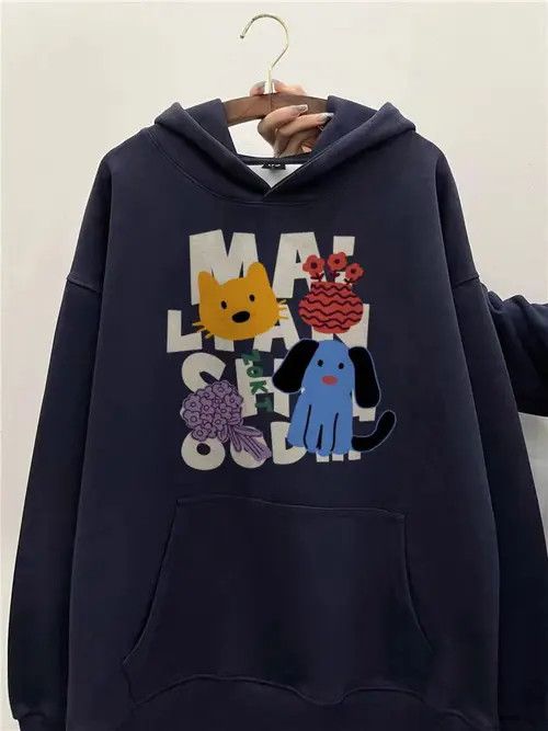 VIBE Hip Hop Cartoon Letter Print Casual Hooded Sweatshirt Size US L / EU 52-54 / 3 - 6 Thumbnail