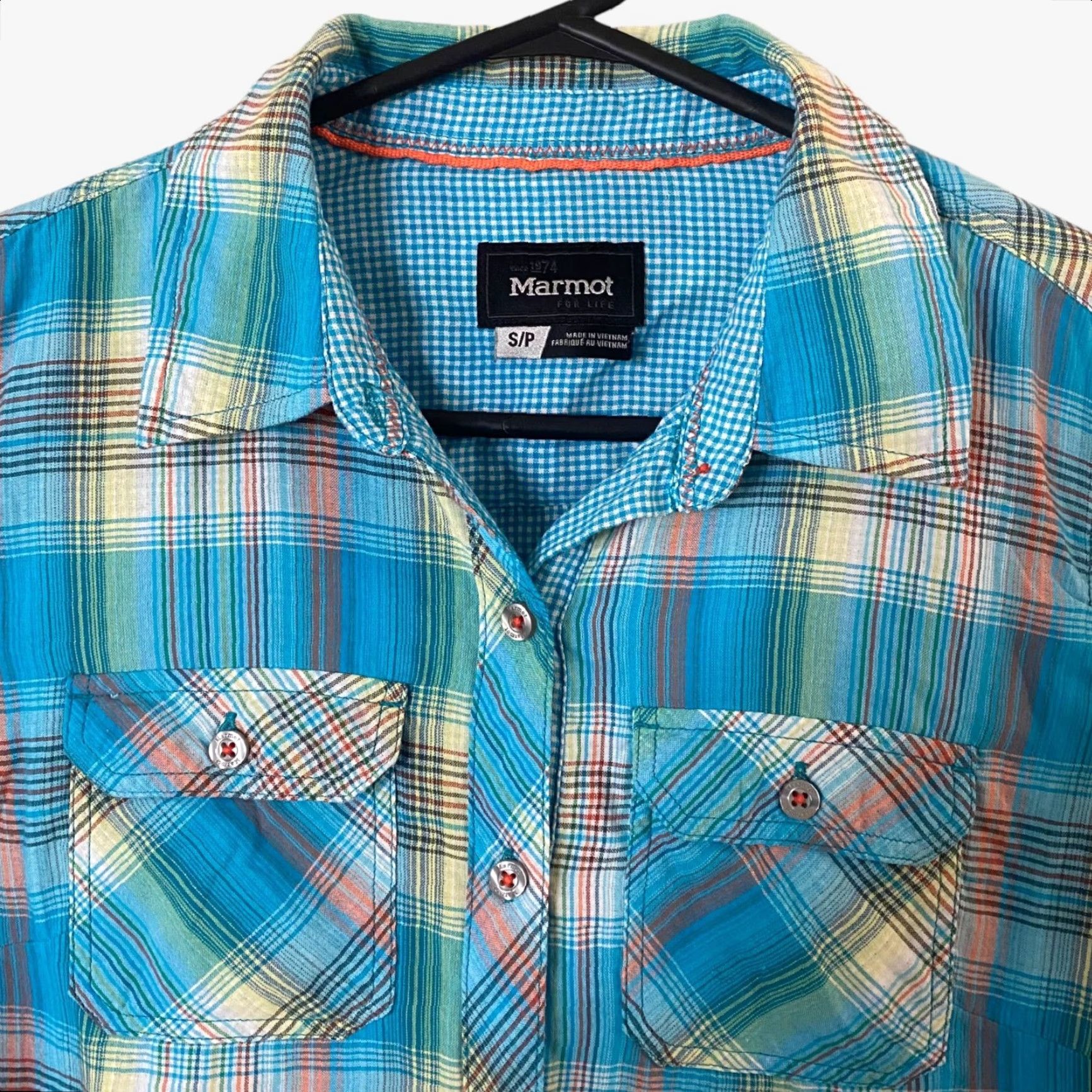 Marmot MARMOT Evelyn Long Sleeve Shirt Women's Petite Small Blue Plaid Hiking Button-Up Size S / US 4 / IT 40 - 5 Thumbnail
