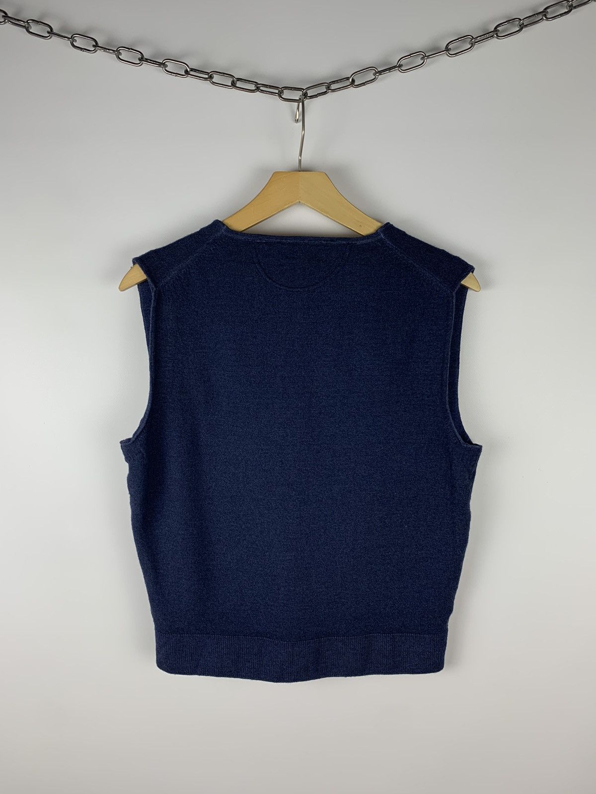 Other Designer Tom Rusborg Merino Wool Vest Gilet Slim Fit Blue Size US M / EU 48-50 / 2 - 7 Thumbnail