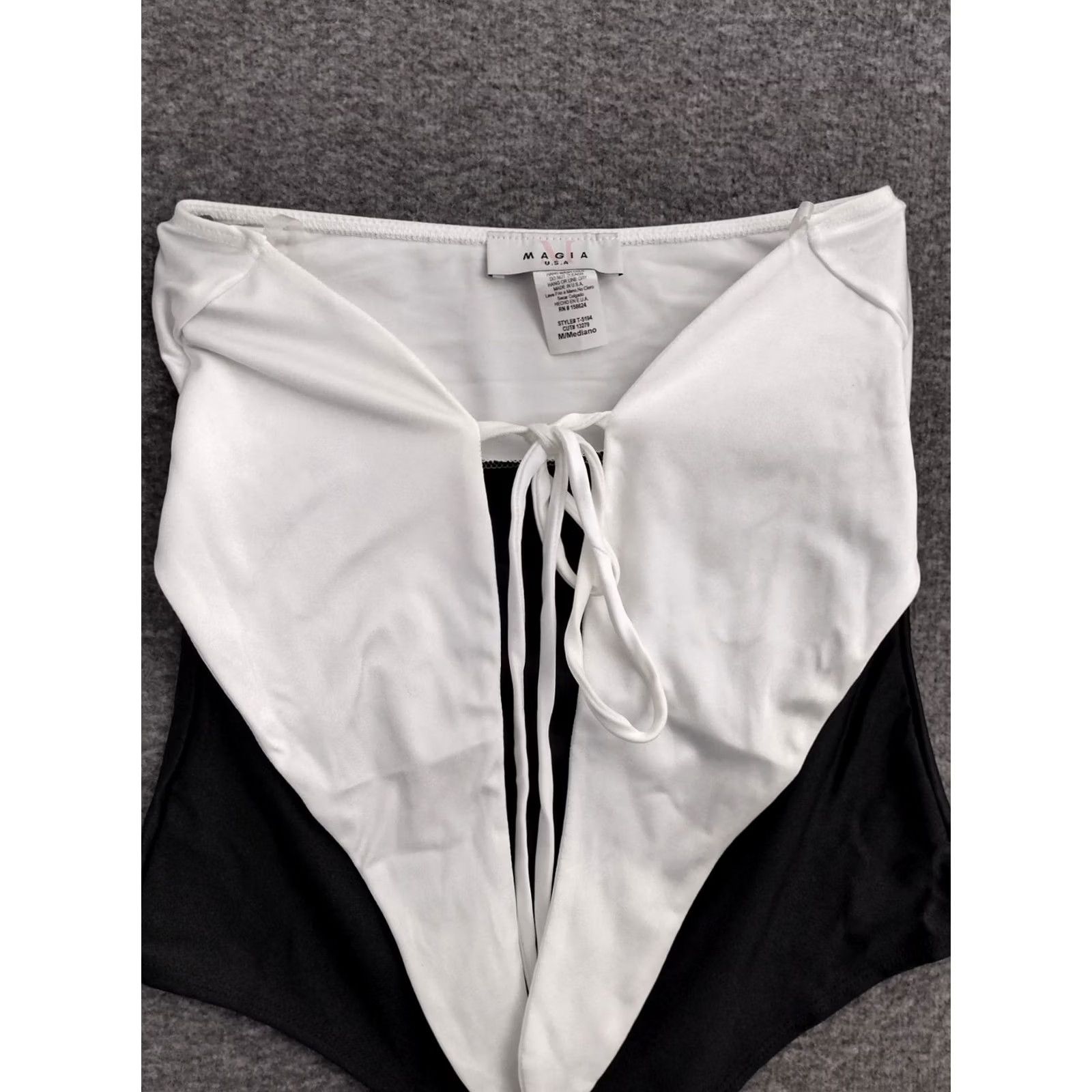 Vintage MAGIA U.S.A Women's Black & White One Piece Swimsuit Tie Knot Front Size M Size ONE SIZE - 3 Thumbnail