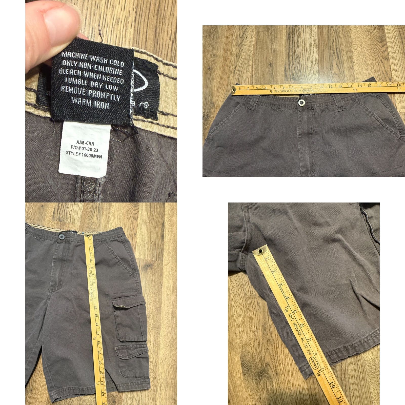 Vintage Rugged Wear Cargo Shorts Mens 36 Brown Pocket Pockets Cargo Short, Cotton, Flat Front, Zip, Regular Rise, 36in Waist, Vintage No Size US 36 / EU 52 - 8 Thumbnail