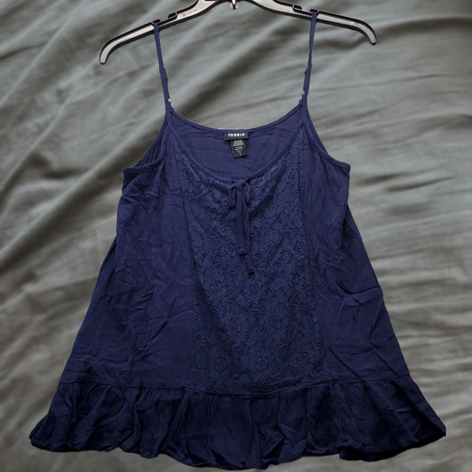 Torrid Torrid Camisole Top Navy Lace Trim Sleeveless Tie Front Size 14 Tank Womens Sh 1 Size XL / US 12-14 / IT 48-50 - 1 Thumbnail