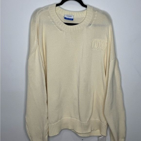Off-White Off-White Crewneck Diagonal Stripe Jumper Beige Men’s Size L Size US L / EU 52-54 / 3 - 2 Thumbnail