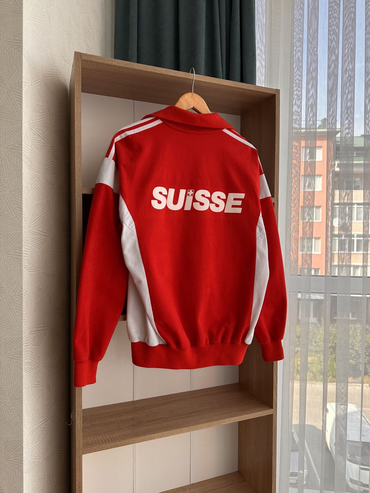 Vintage Adidas Suisse Handball Sportswear Red Hoodie